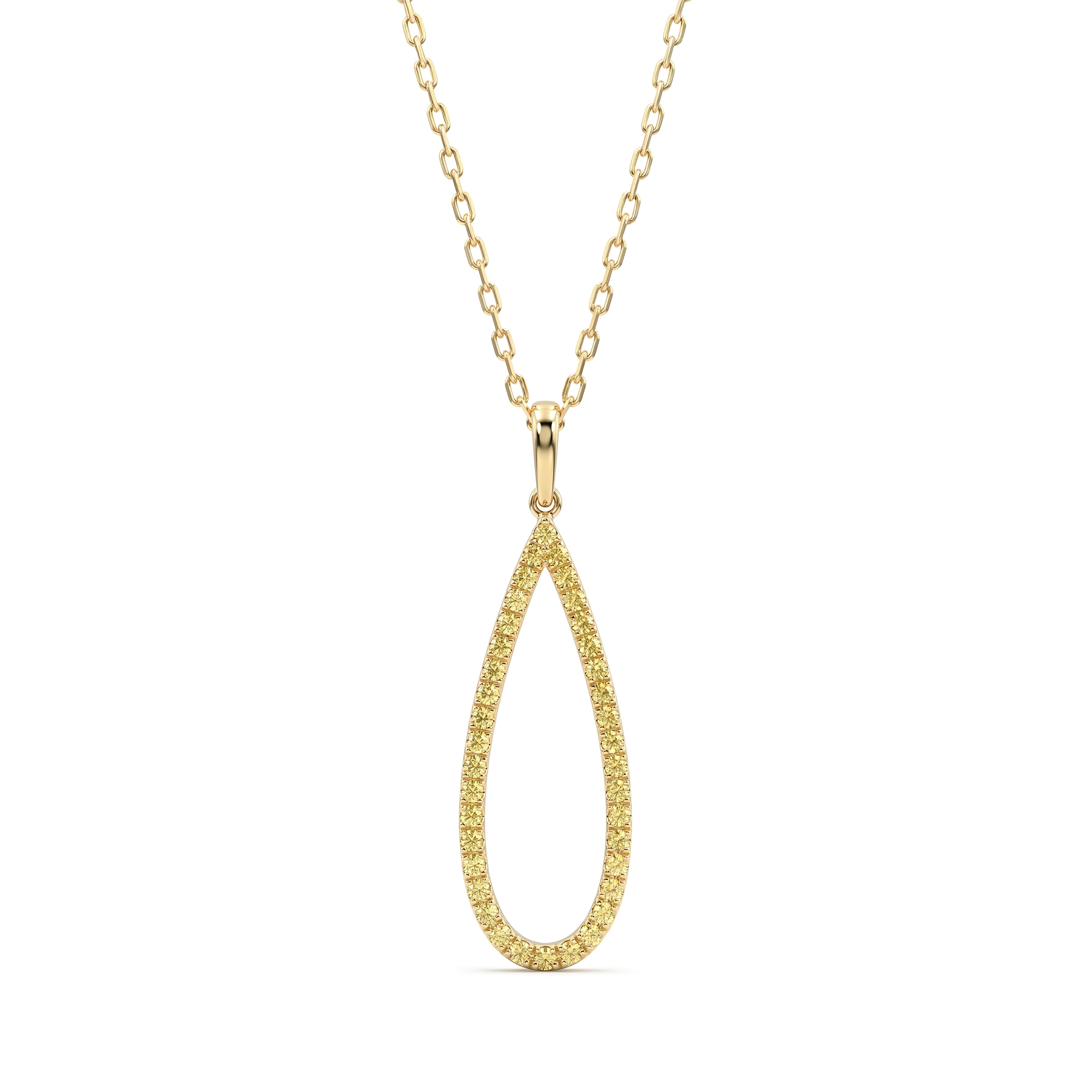 Natural Pavé Yellow Diamond Teardrop Pendant
