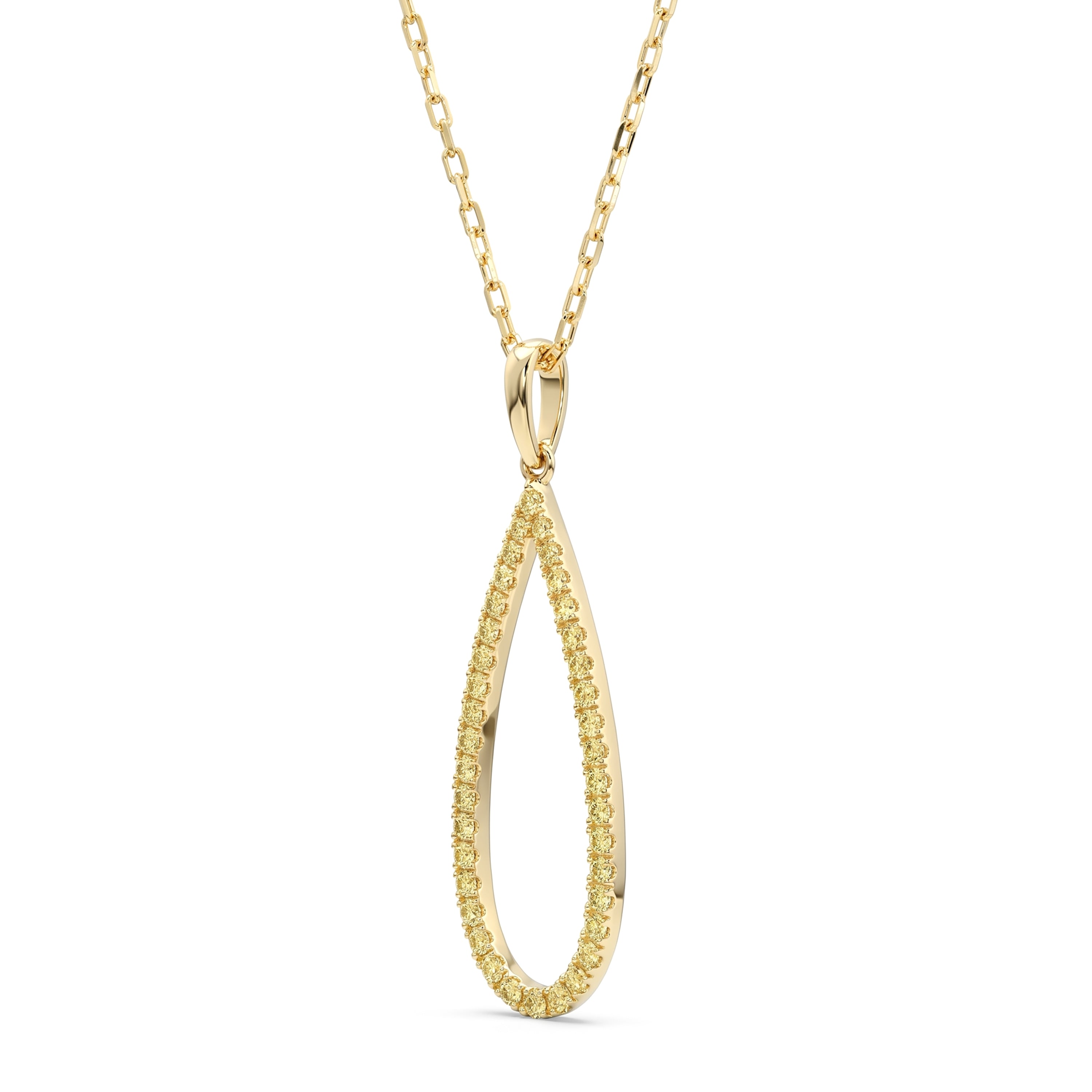 Natural Pavé Yellow Diamond Teardrop Pendant