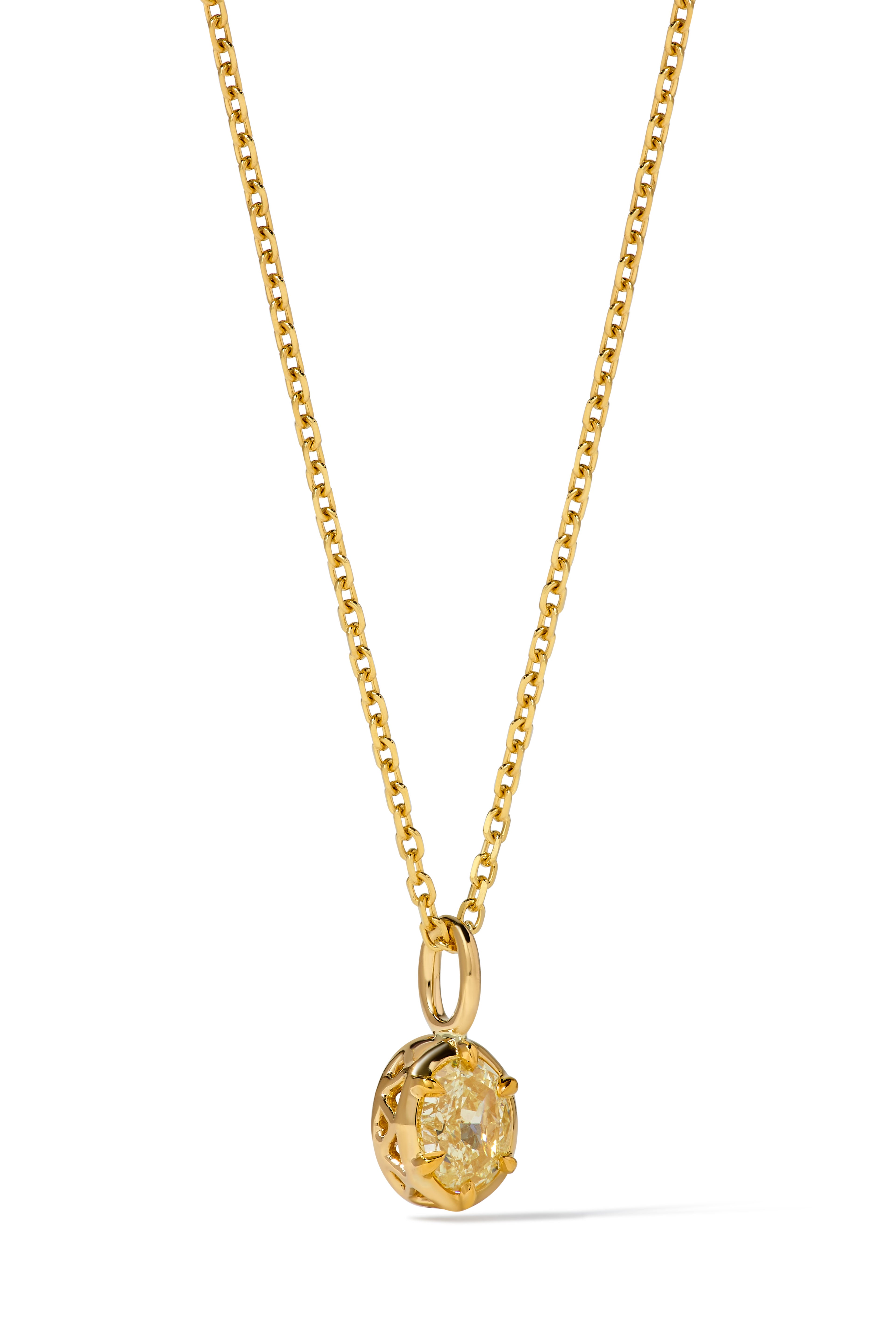 Natural Yellow Oval Diamond Pendant GIA Certified product image 2