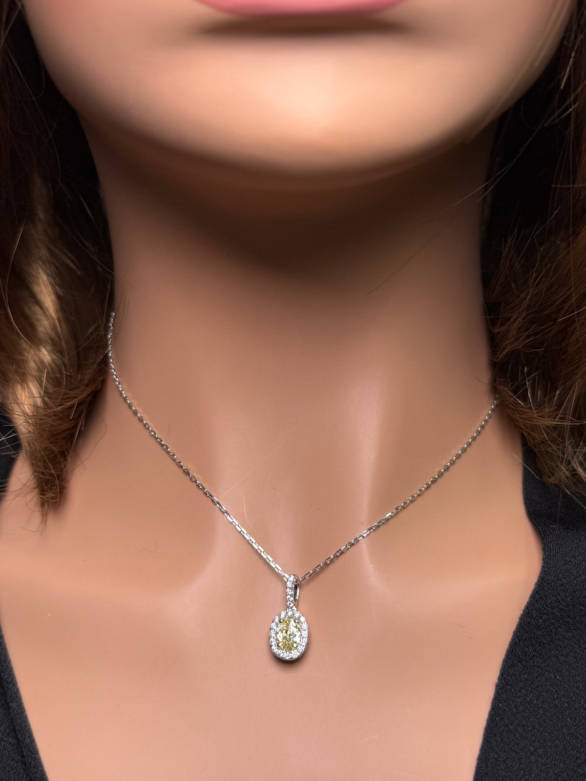 Natural Yellow Oval Diamond Pendant | GIA Certified