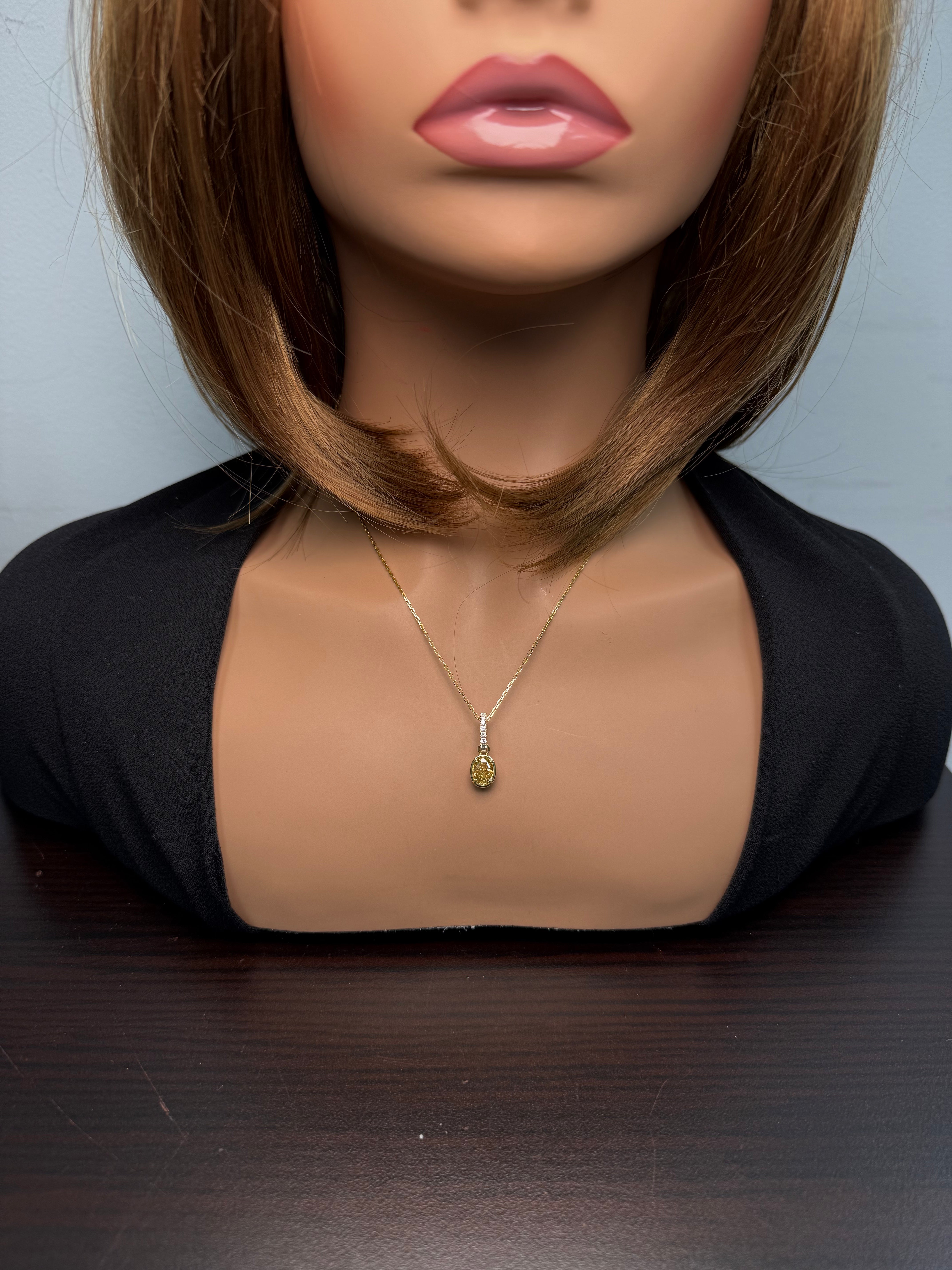 Natural Yellow Oval Diamond Pendant Gia Certified