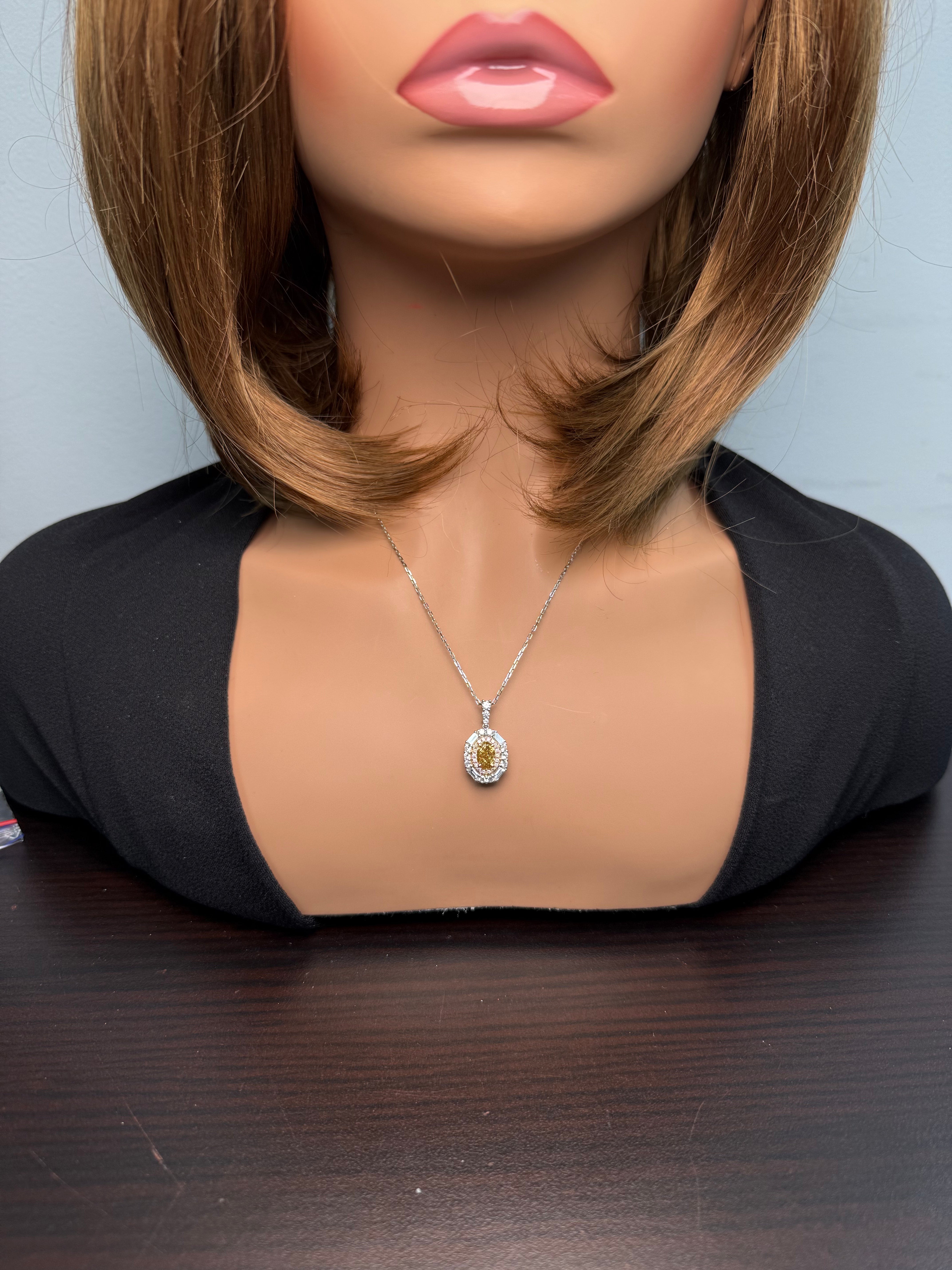 Natural Yellow Oval Diamond Pendant Gia Certified