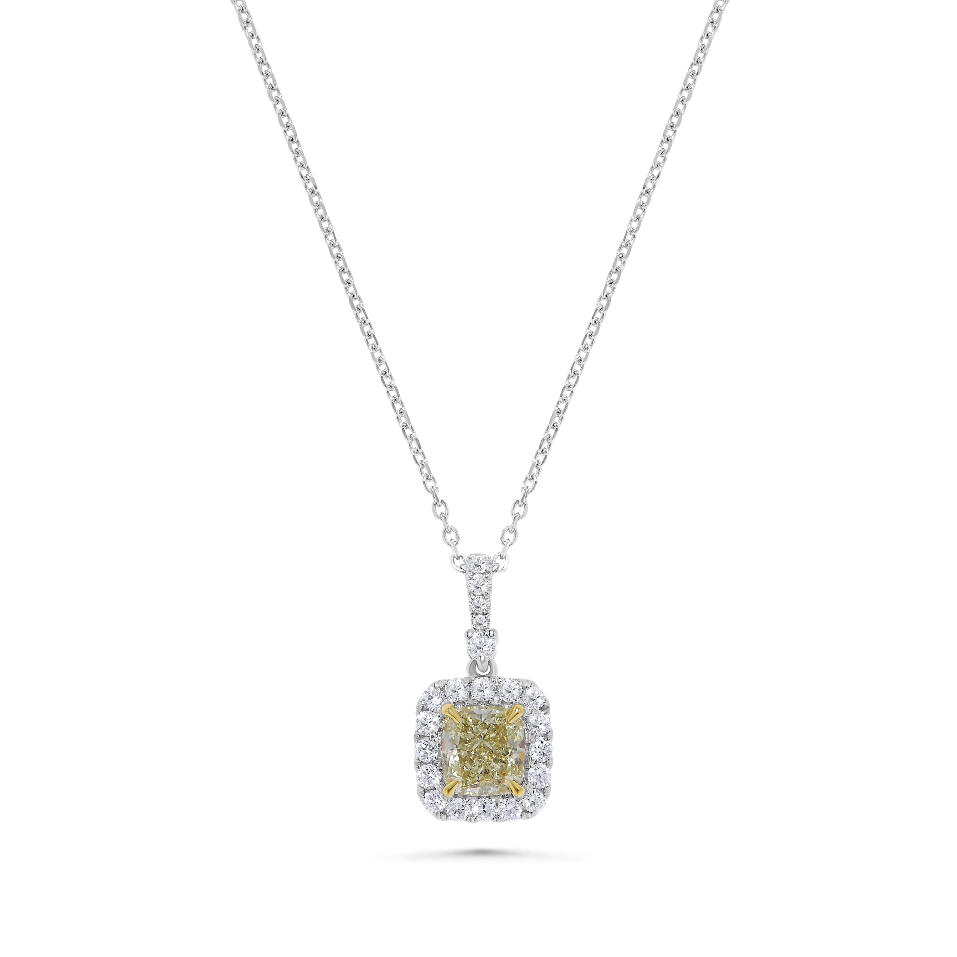 Natural Yellow Cushion Diamond Pendant GIA Certified product image 1