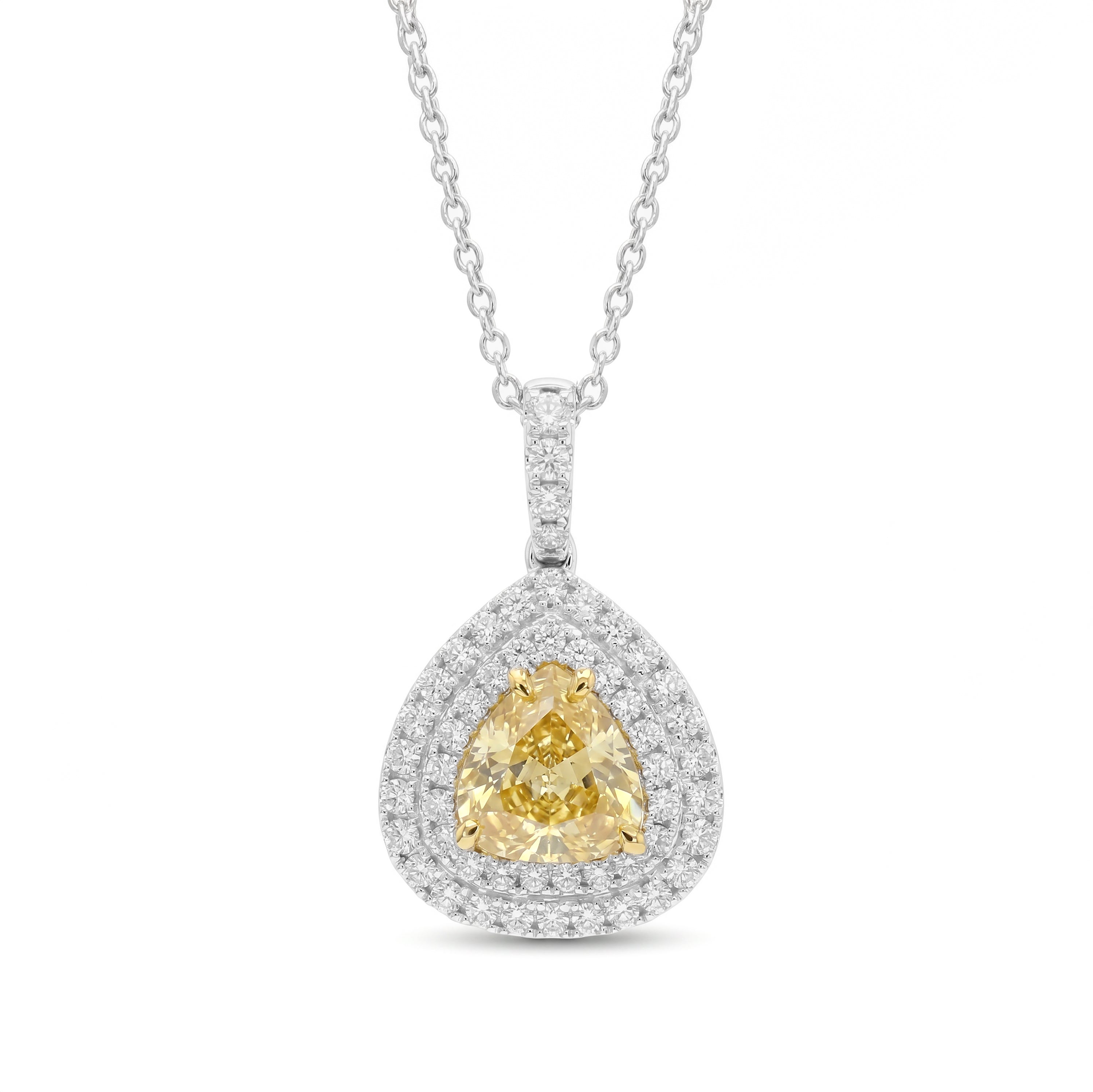 Natural Yellow Heart Diamond Halo Pendant | GIA Certified