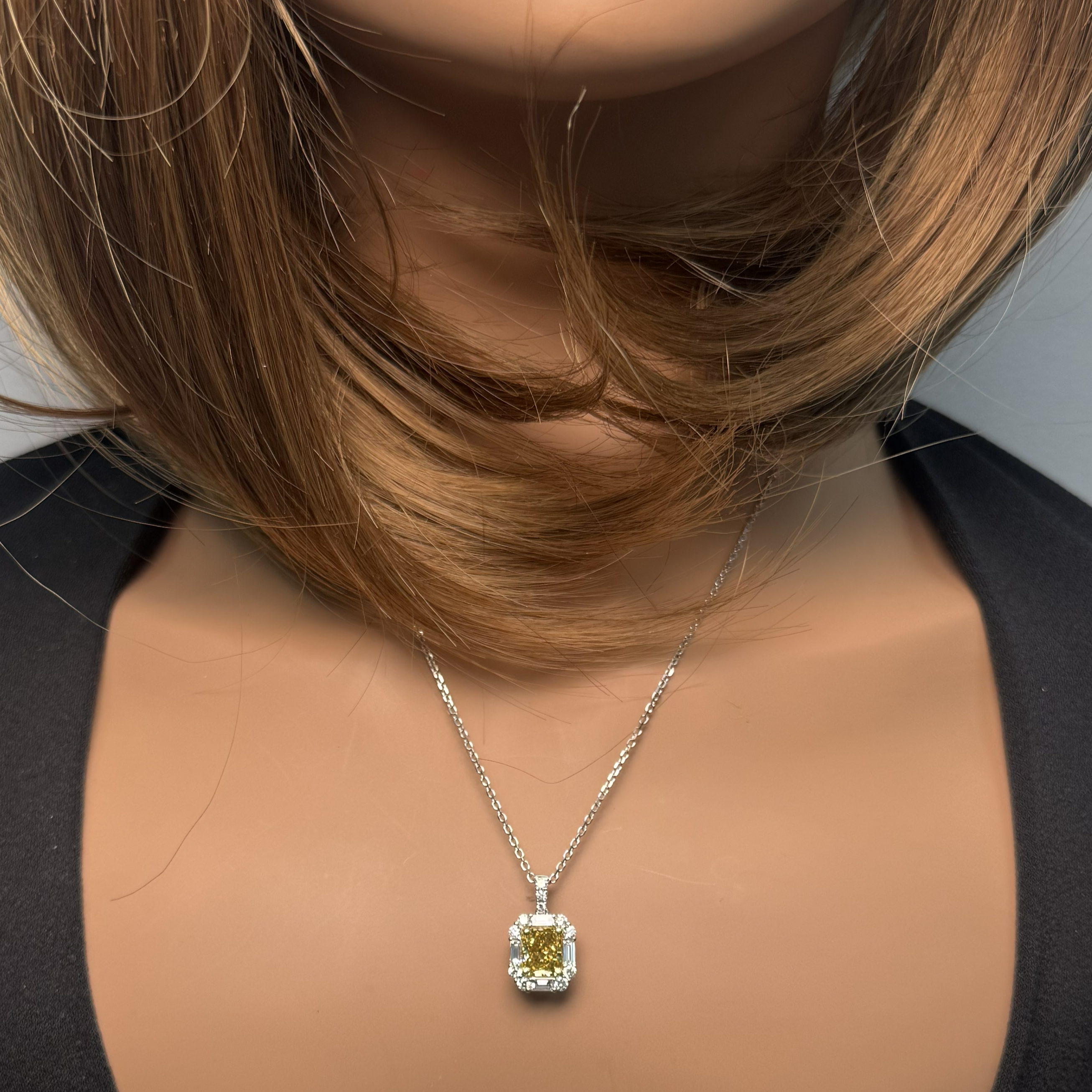 Natural Yellow Radiant Diamond Pendant Gia CERTIFIED