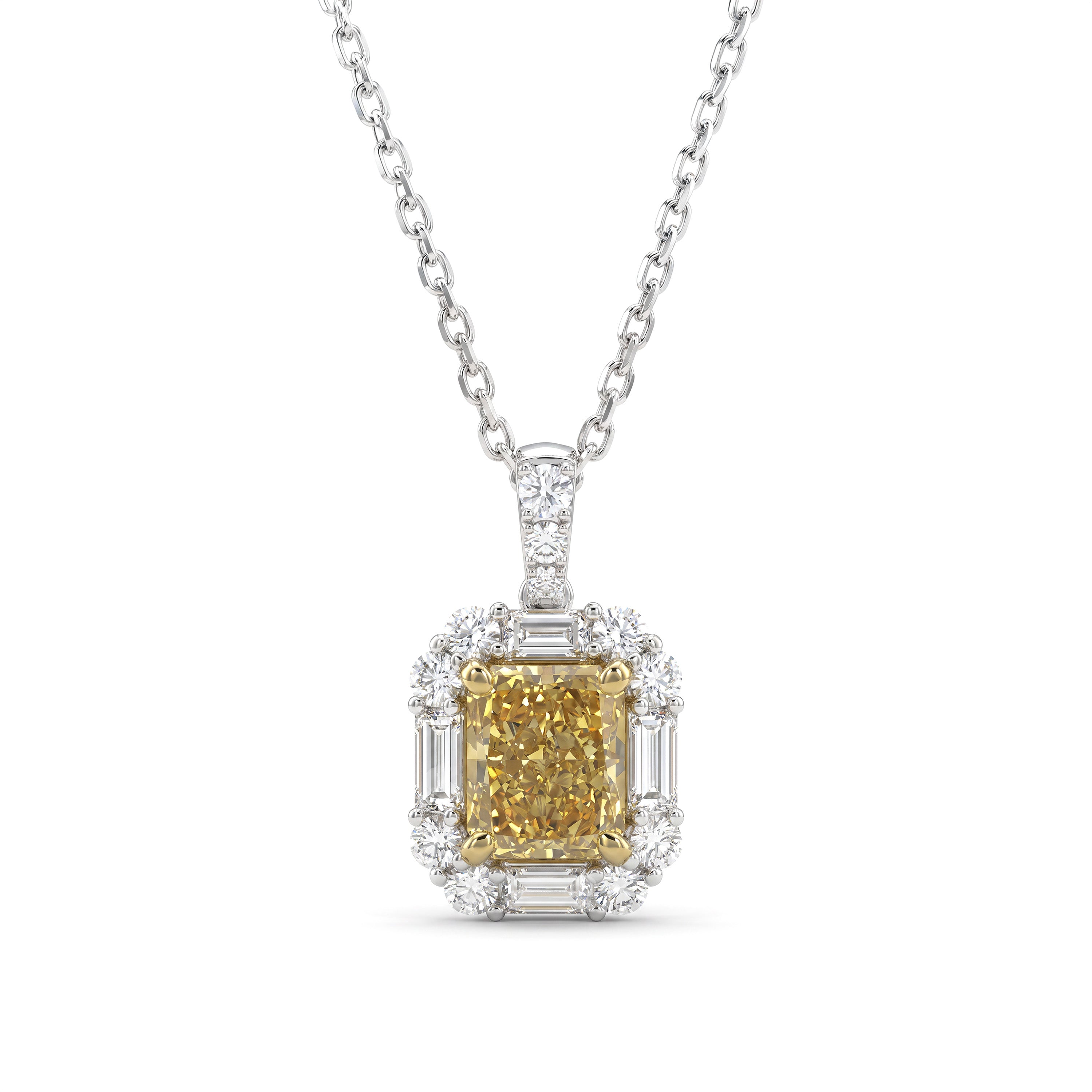 Natural Yellow Radiant Diamond Pendant | GIA CERTIFIED