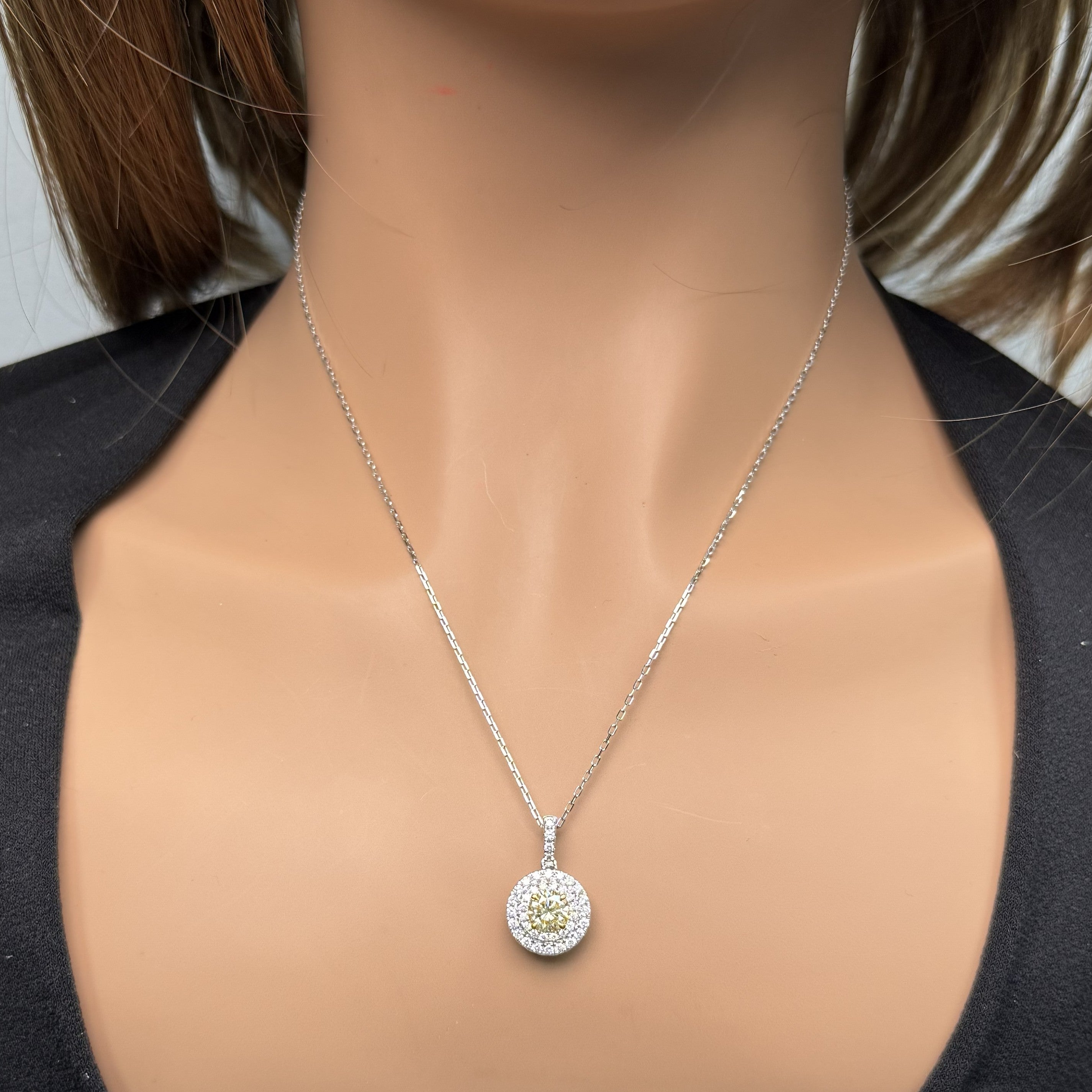 Natural Yellow Round Diamond Pendant Gia Certified