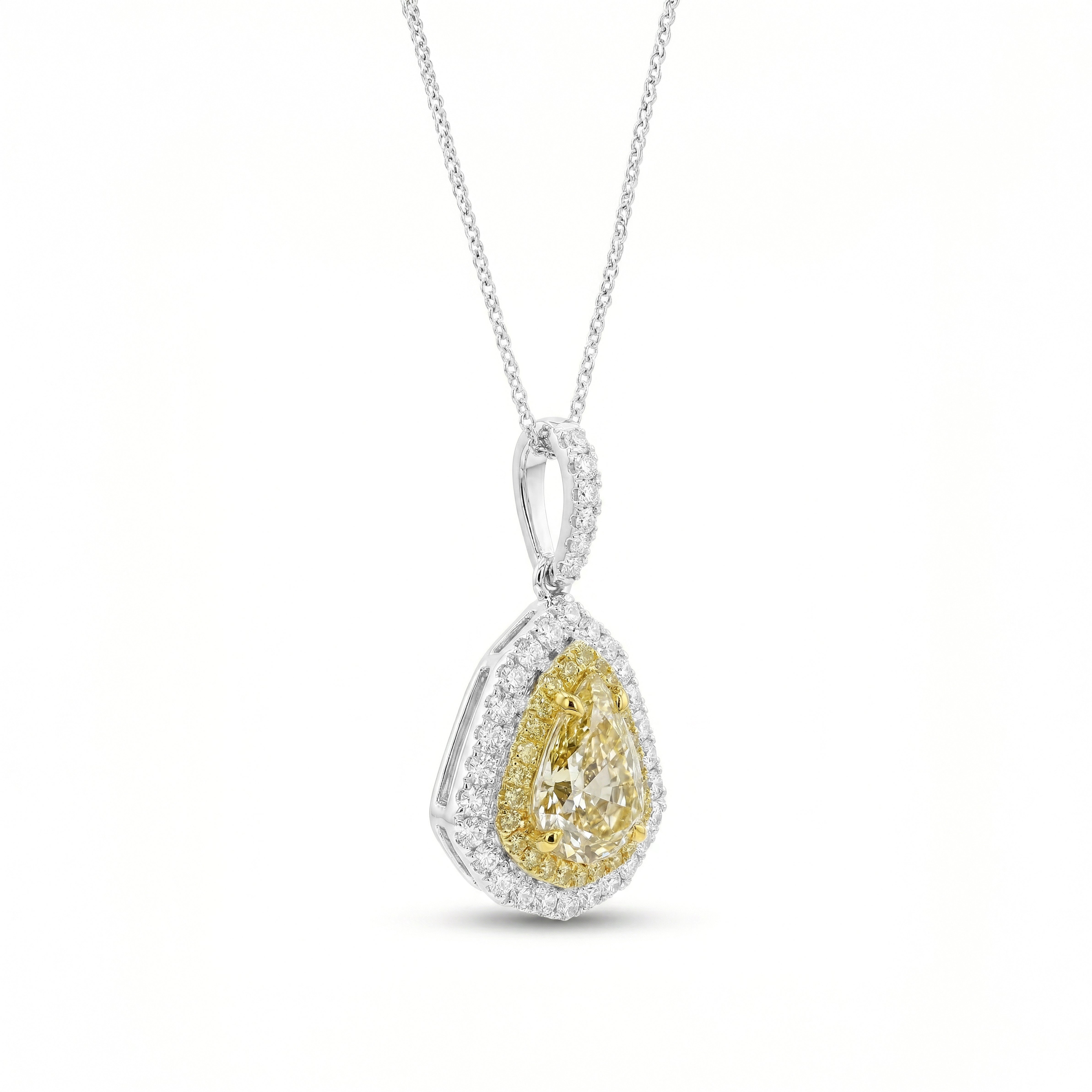 Natural Yellow Shield Diamond Halo Pendant | GIA Certified