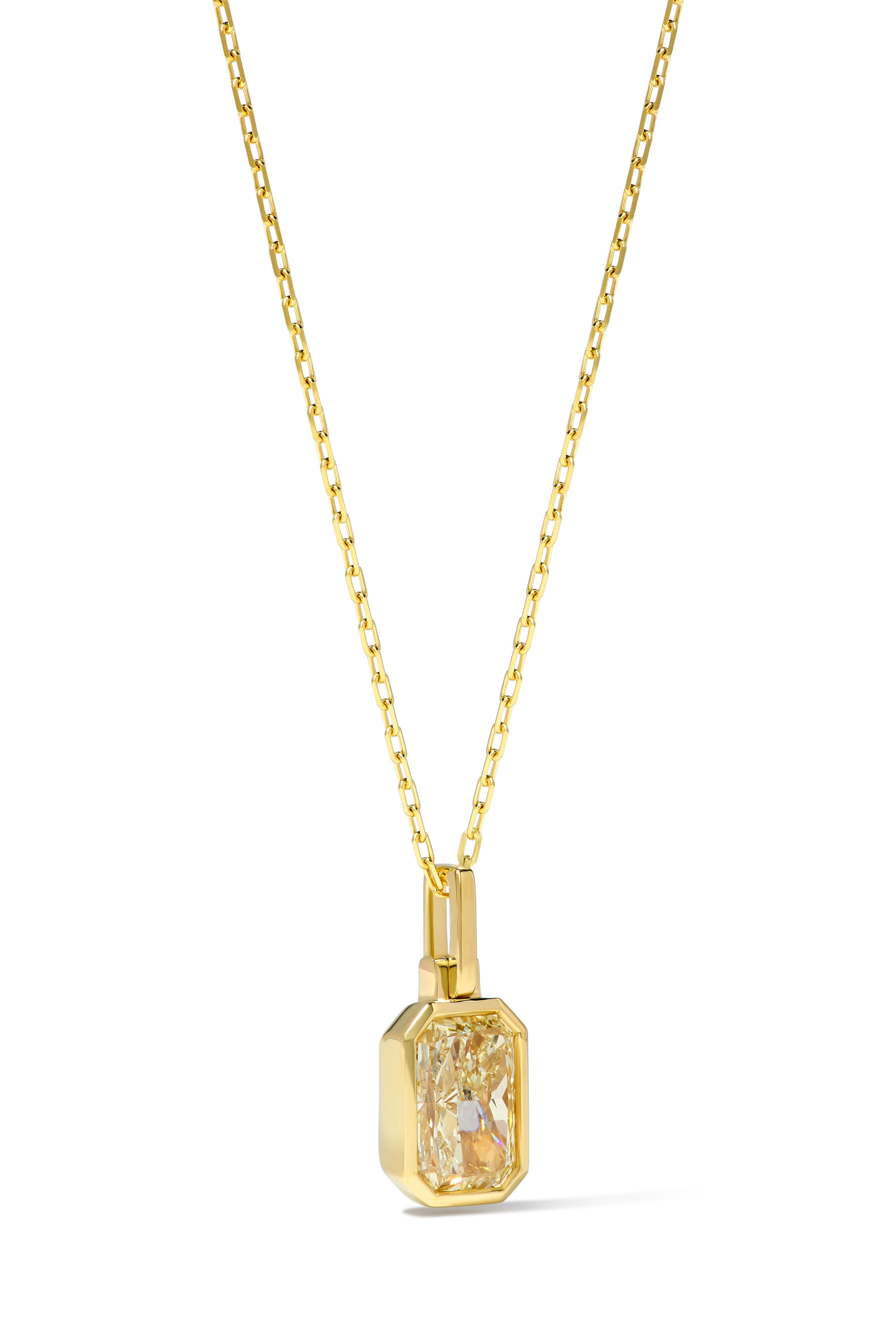 Natural Yellow Radiant Diamond Pendant GIA Certified product image 2