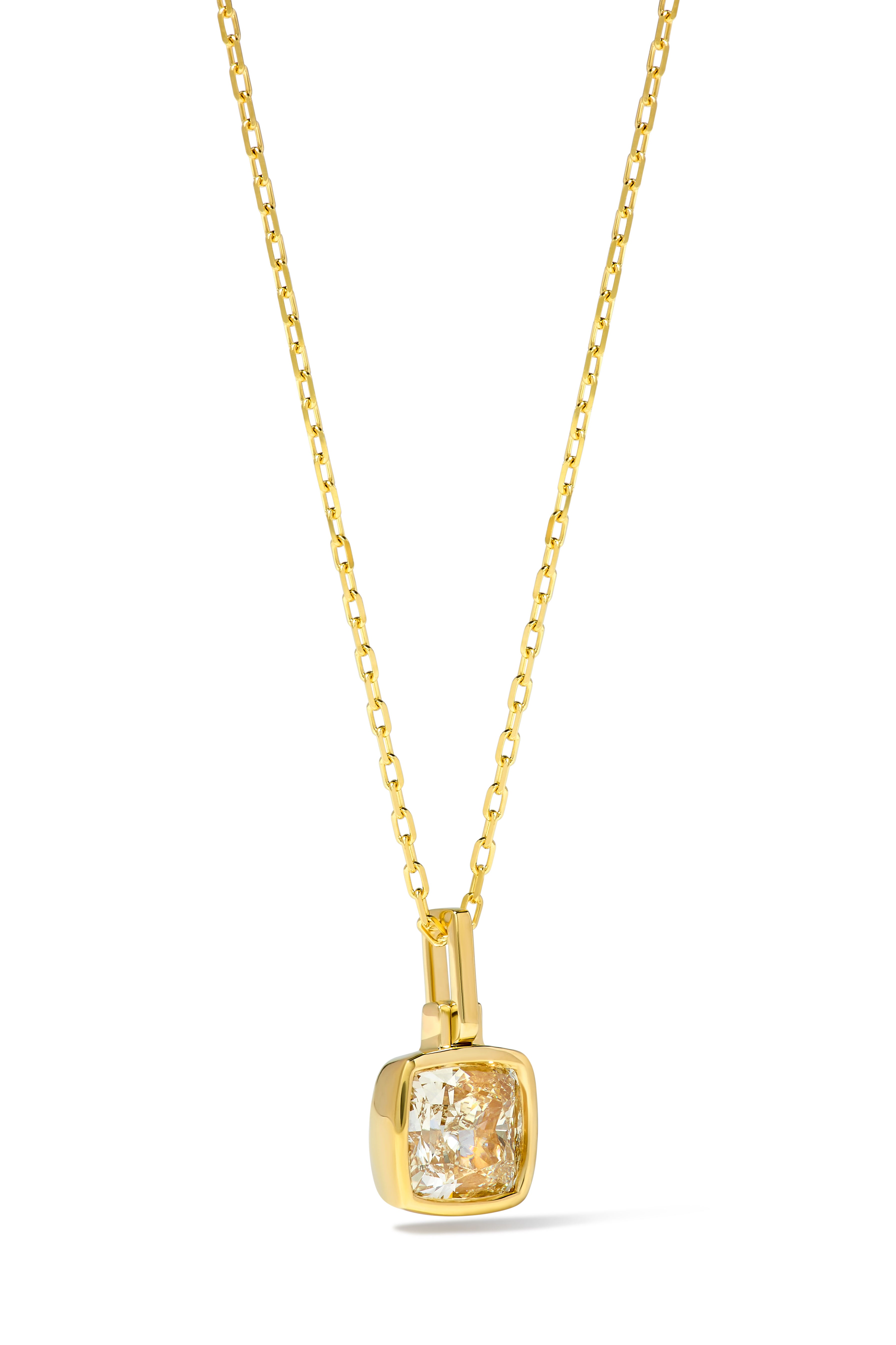 Natural Yellow Cushion Diamond Pendant GIA Certified product image 2
