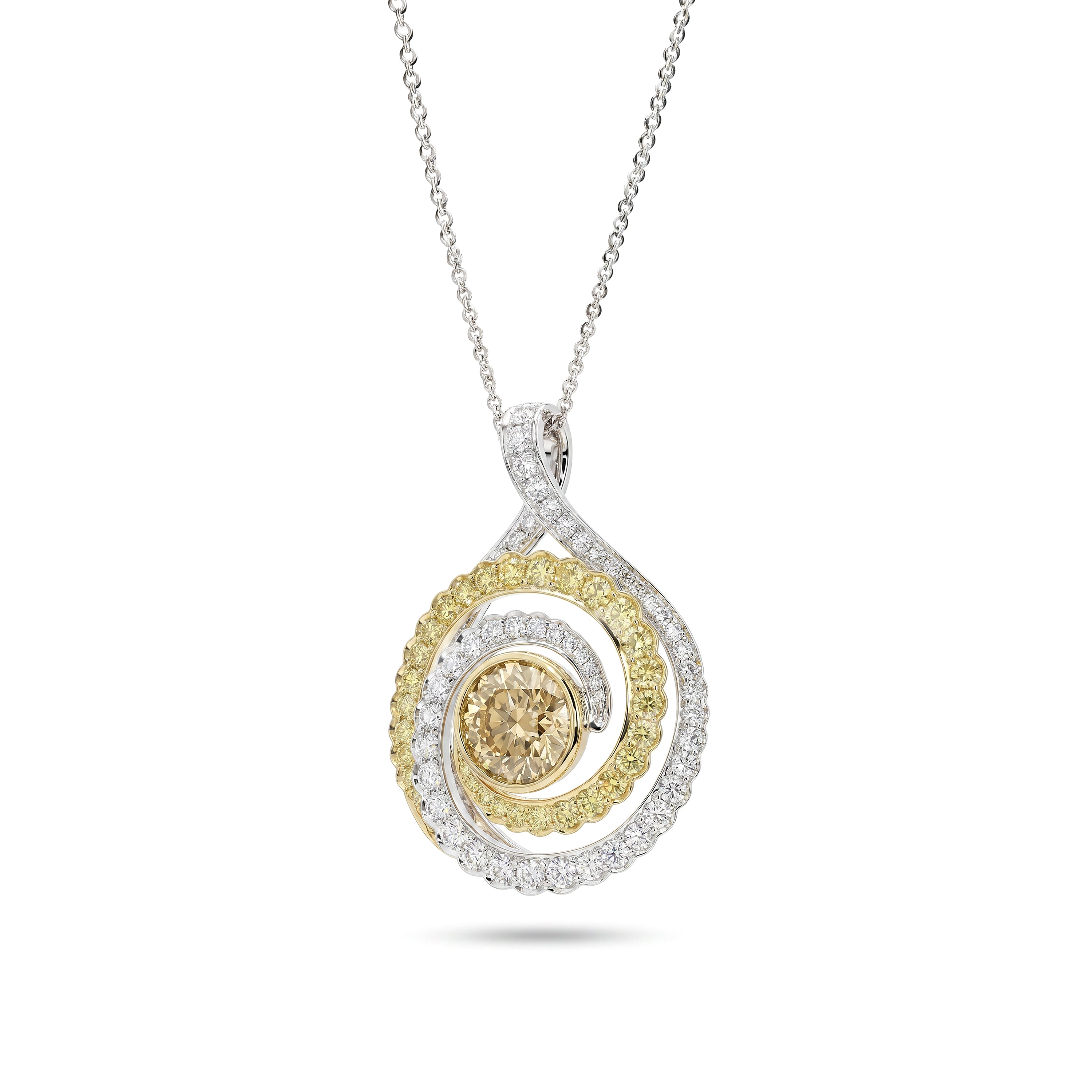 Natural Yellow Diamond Spiral Pendant | GIA Certified