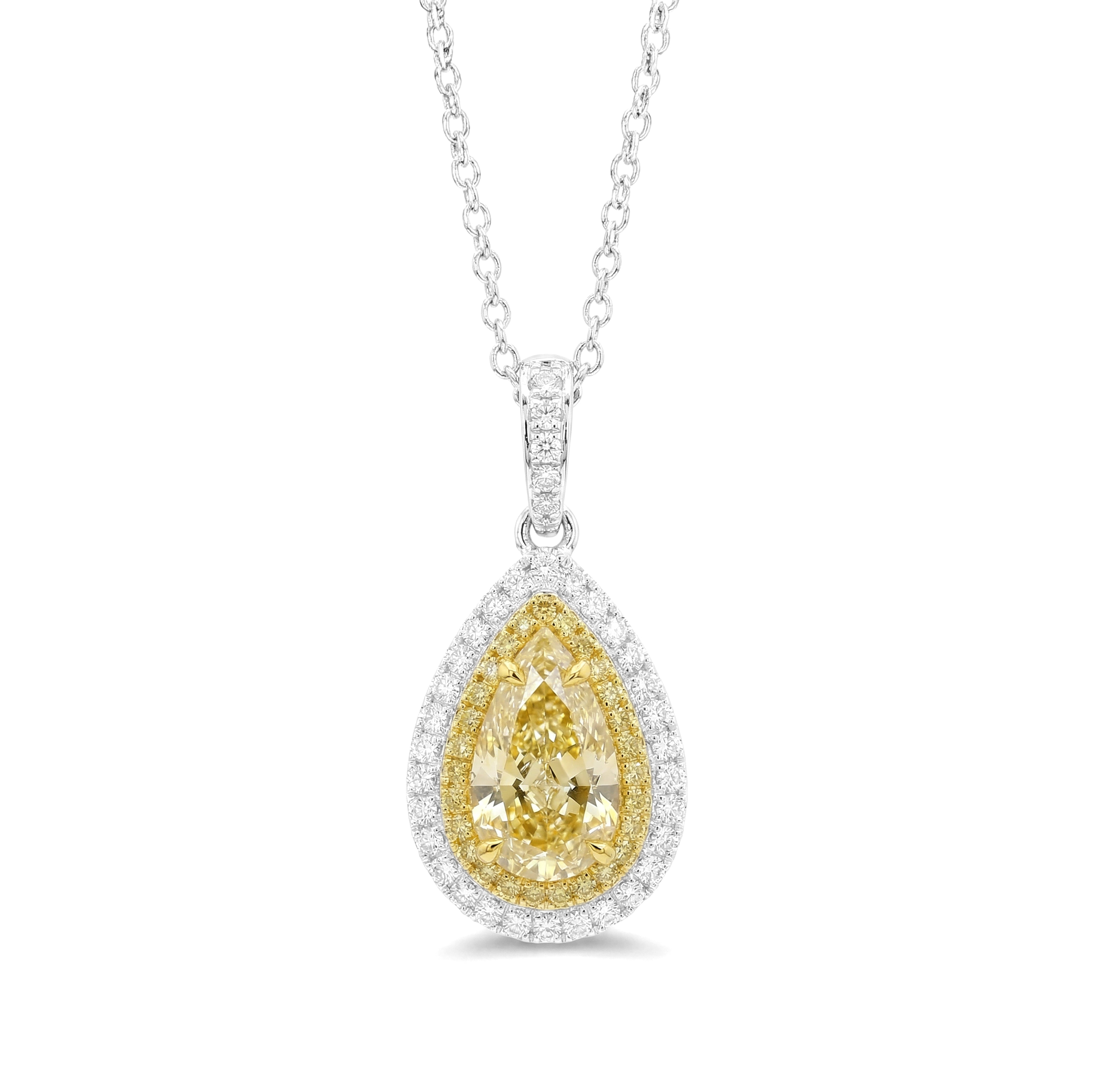 Natural Yellow Pear Diamond Pendant | GIA Certified