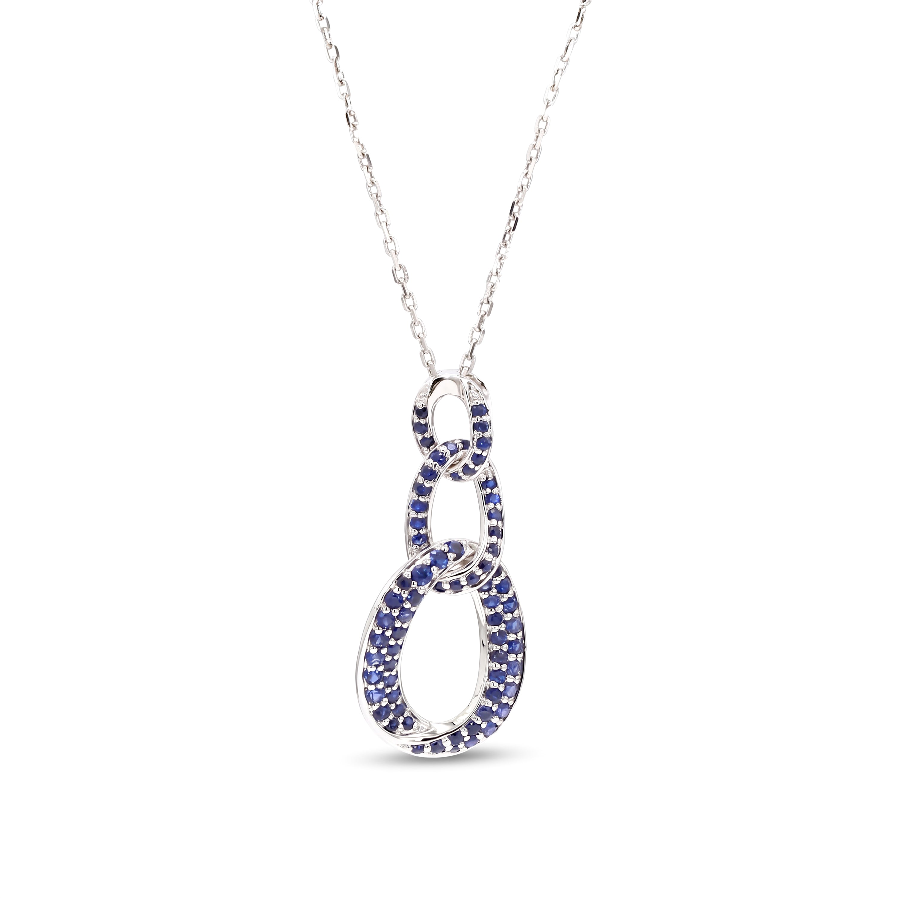 Natural Pavé Sapphire Interlocking Links Pendant