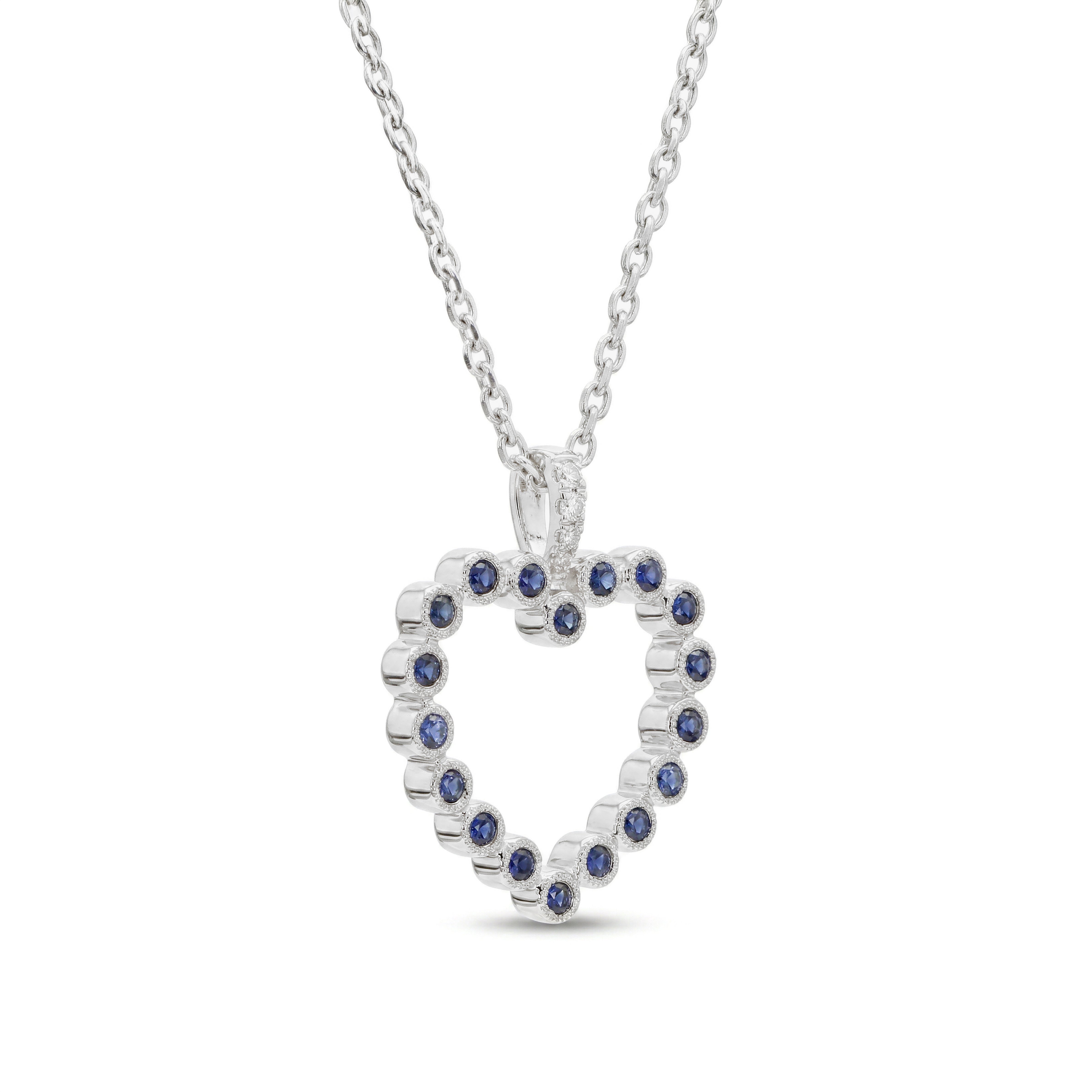 Natural Sapphire & Diamond Heart Pendant