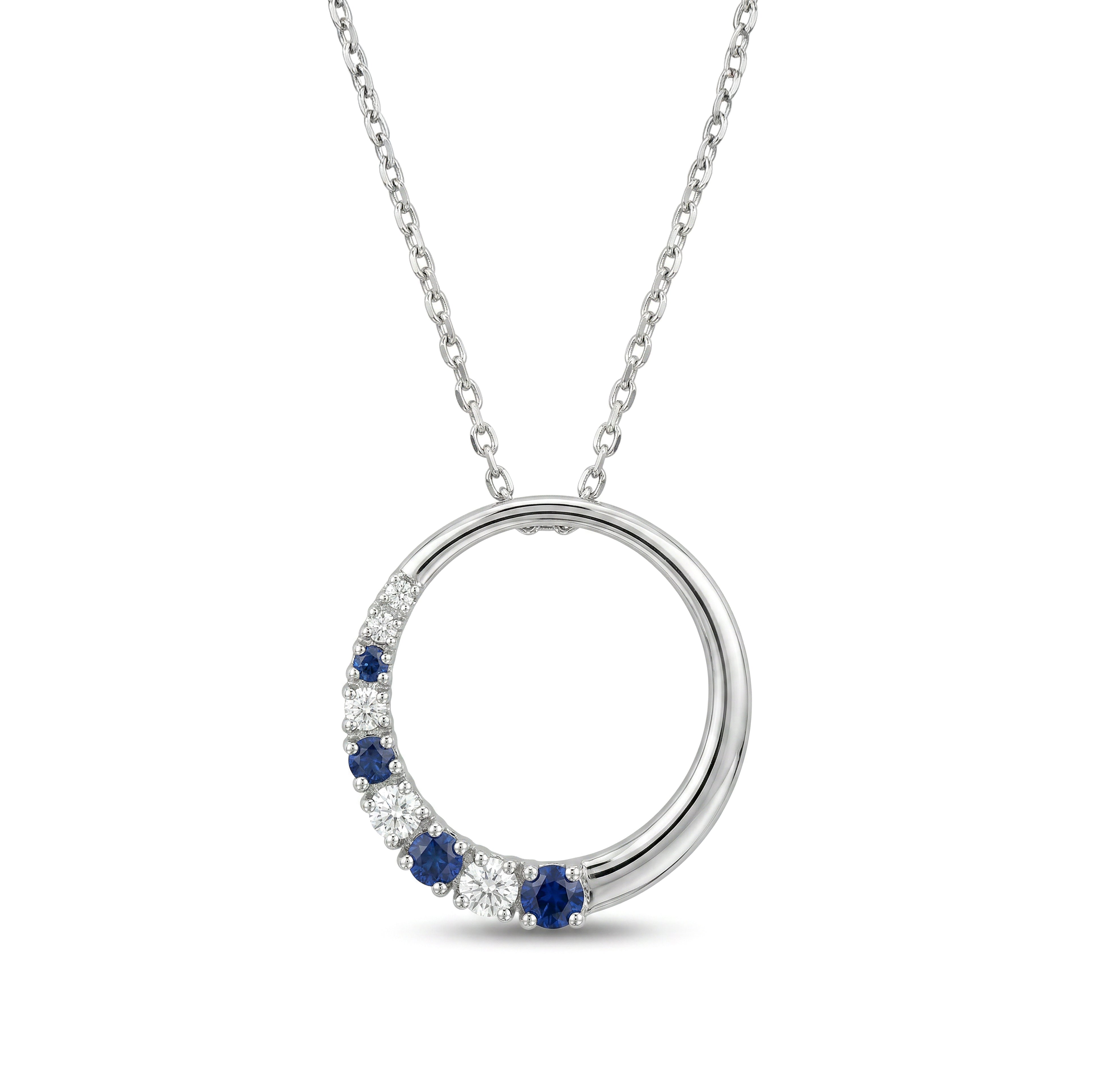Natural Sapphire & Diamond Circle Pendant