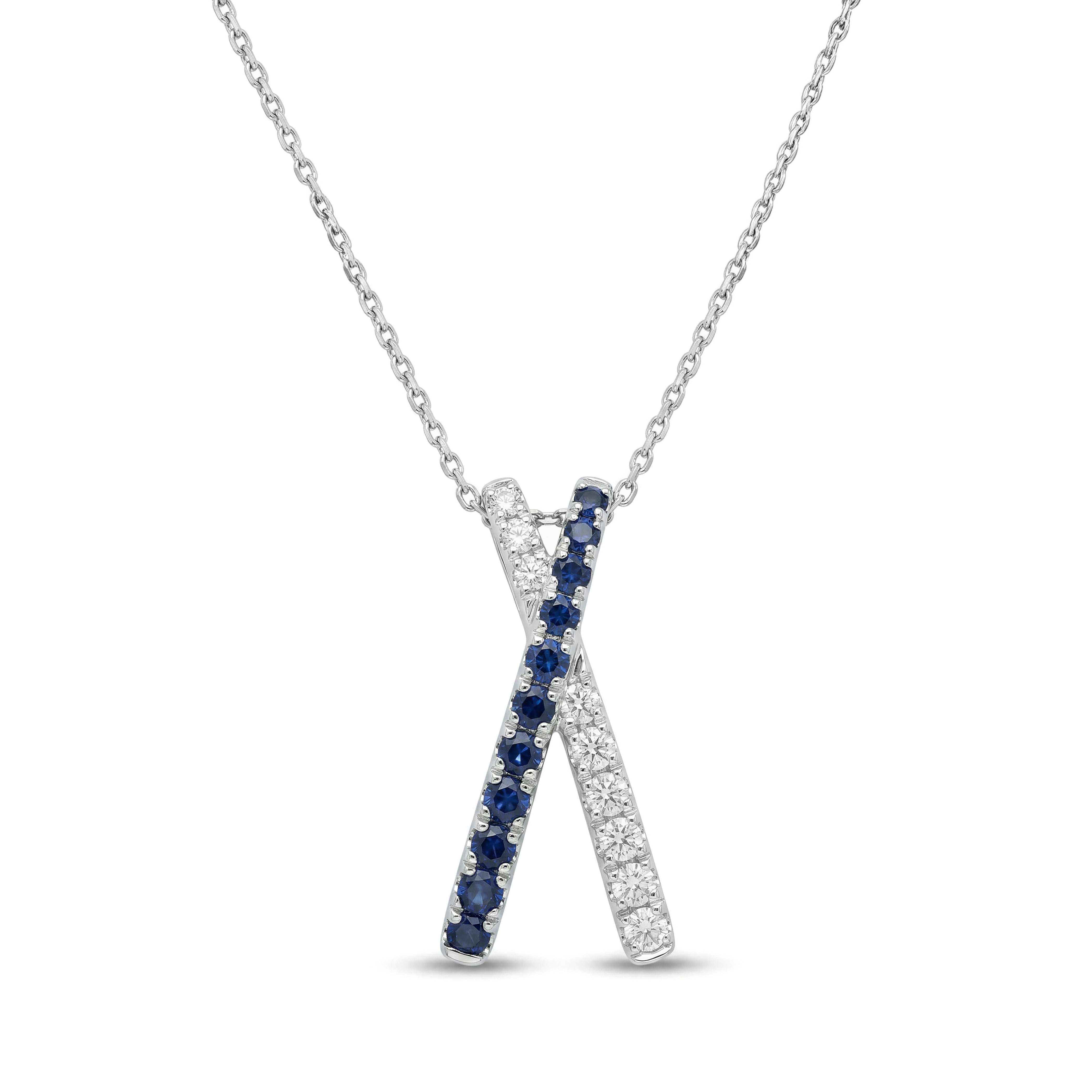 Natural Sapphire & Diamond X Pendant