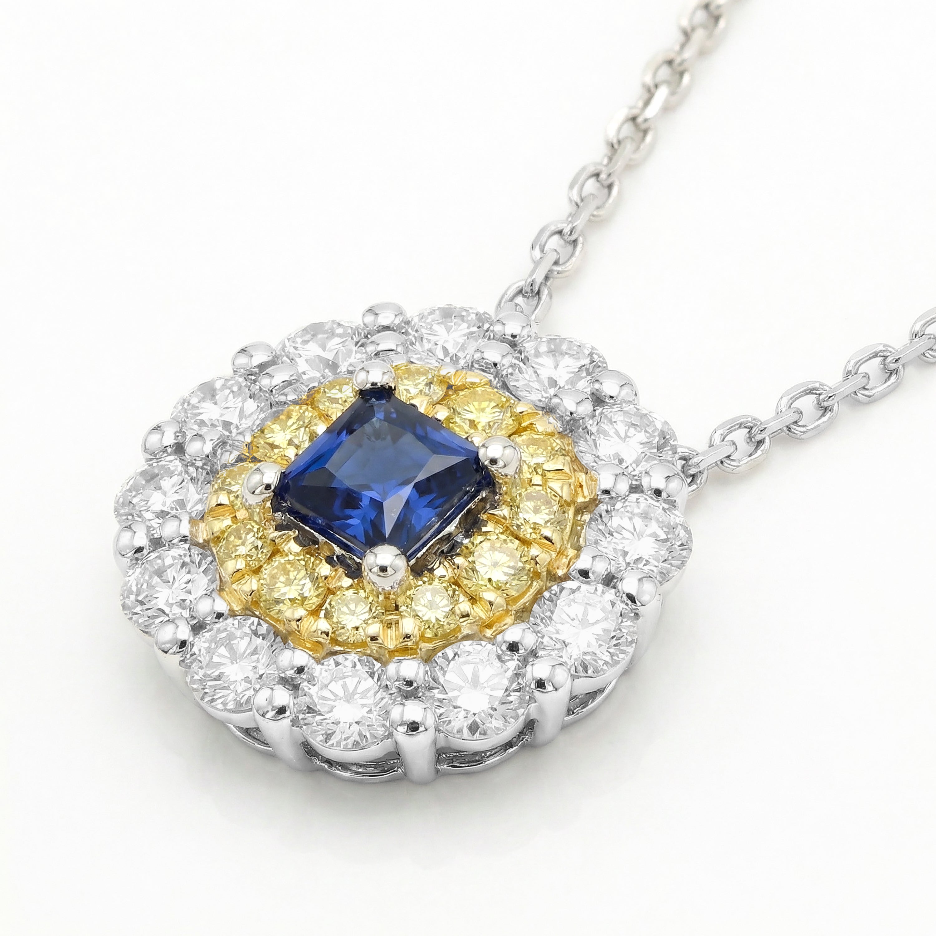 Natural Princess Sapphire & Diamond Halo Pendant
