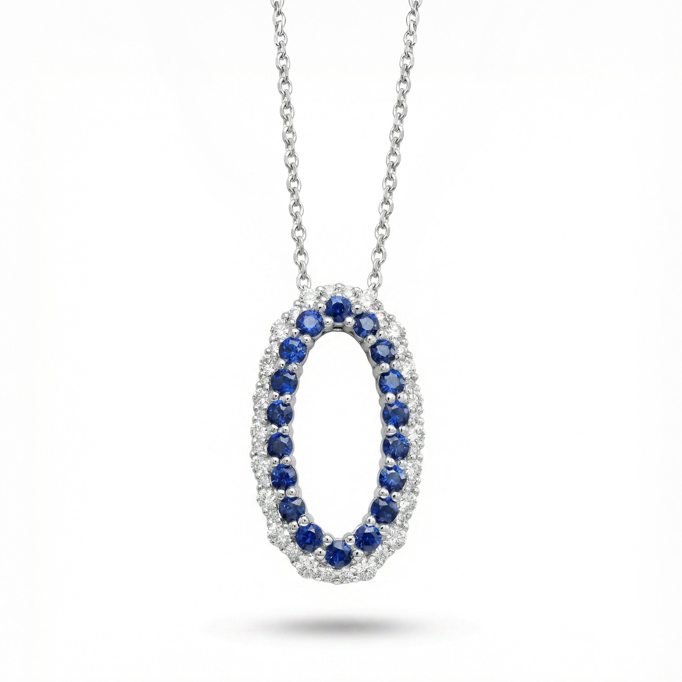 Natural Sapphire & Diamond Oval Pendant