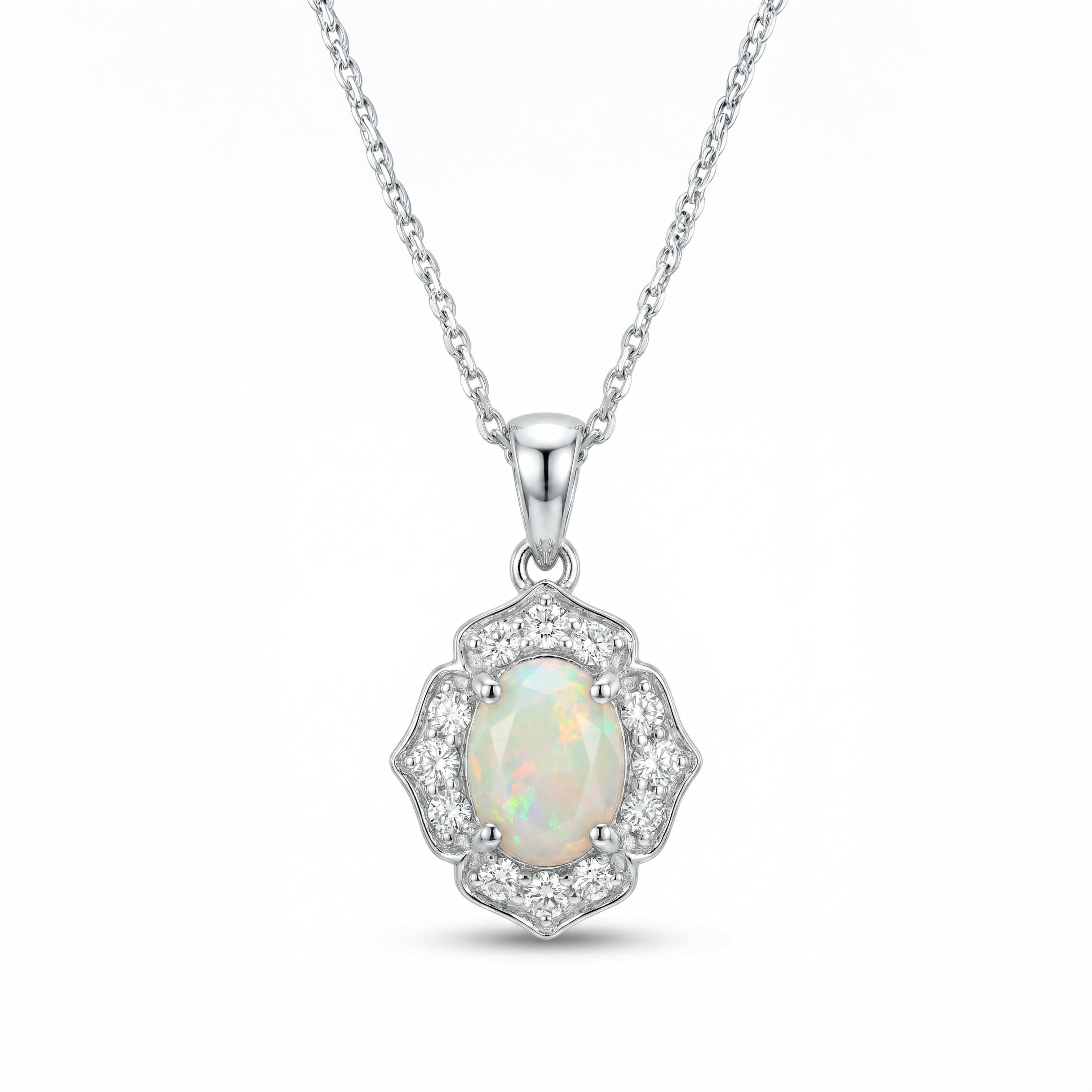 Natural Opal & Diamond Pendant