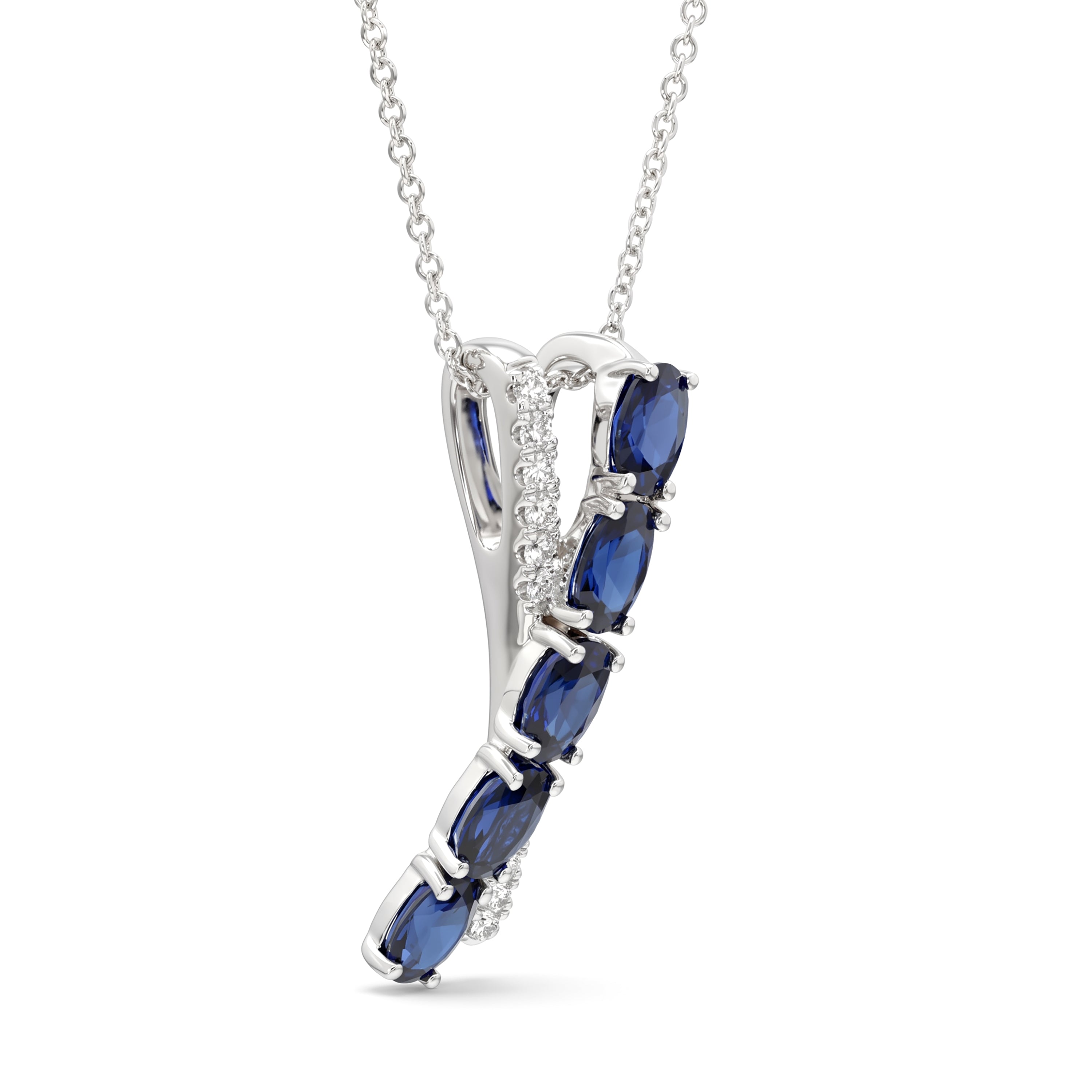 Natural Oval Sapphire & Diamond Crossover X Pendant
