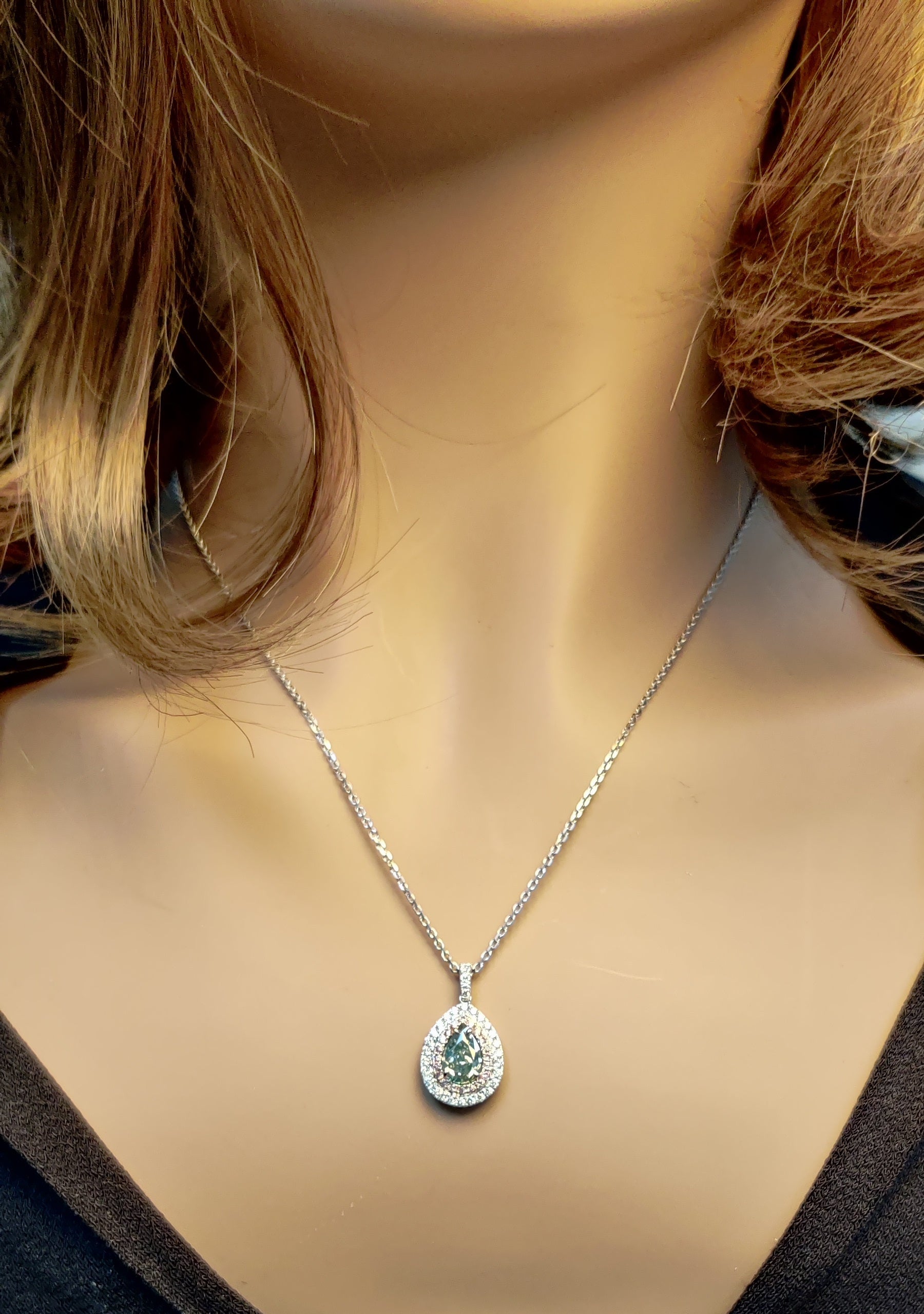 Natural Gray Pear Diamond Pendant GIA Certified product image 5