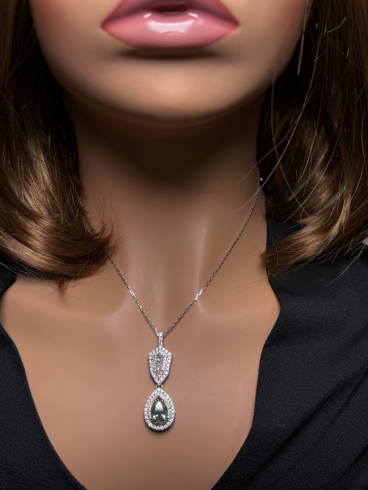 Natural Gray Pear Diamond Pendant | GIA Certified