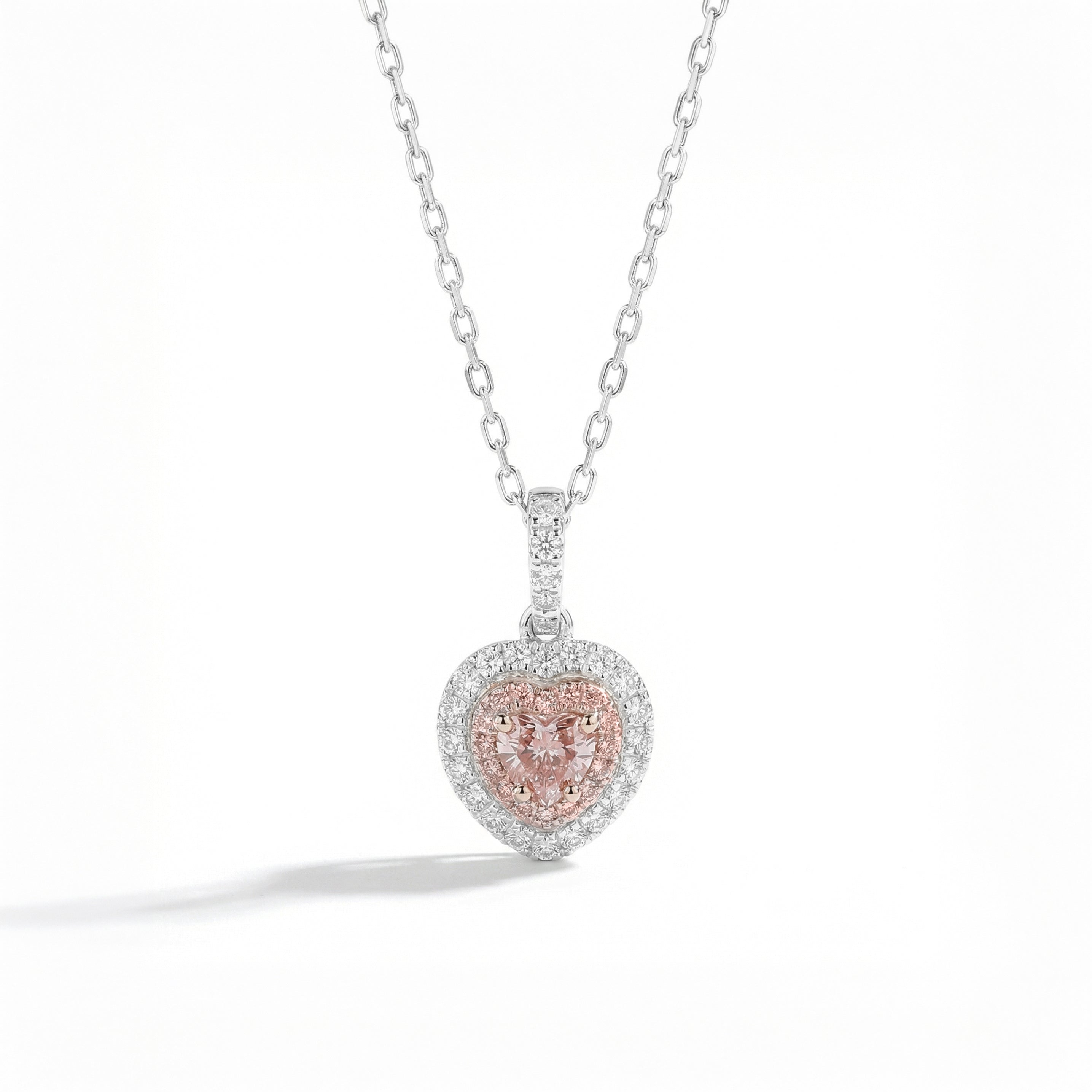 Natural Pink Heart Diamond Halo Pendant | GIA Certified