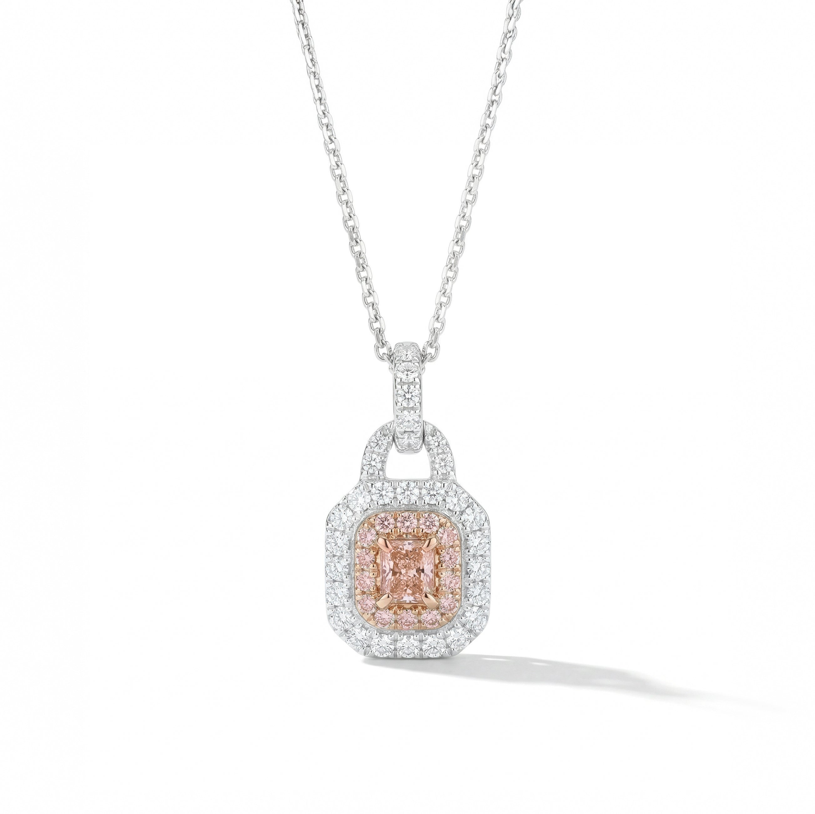 Natural Pink Diamond Halo Pendant | GIA Certified