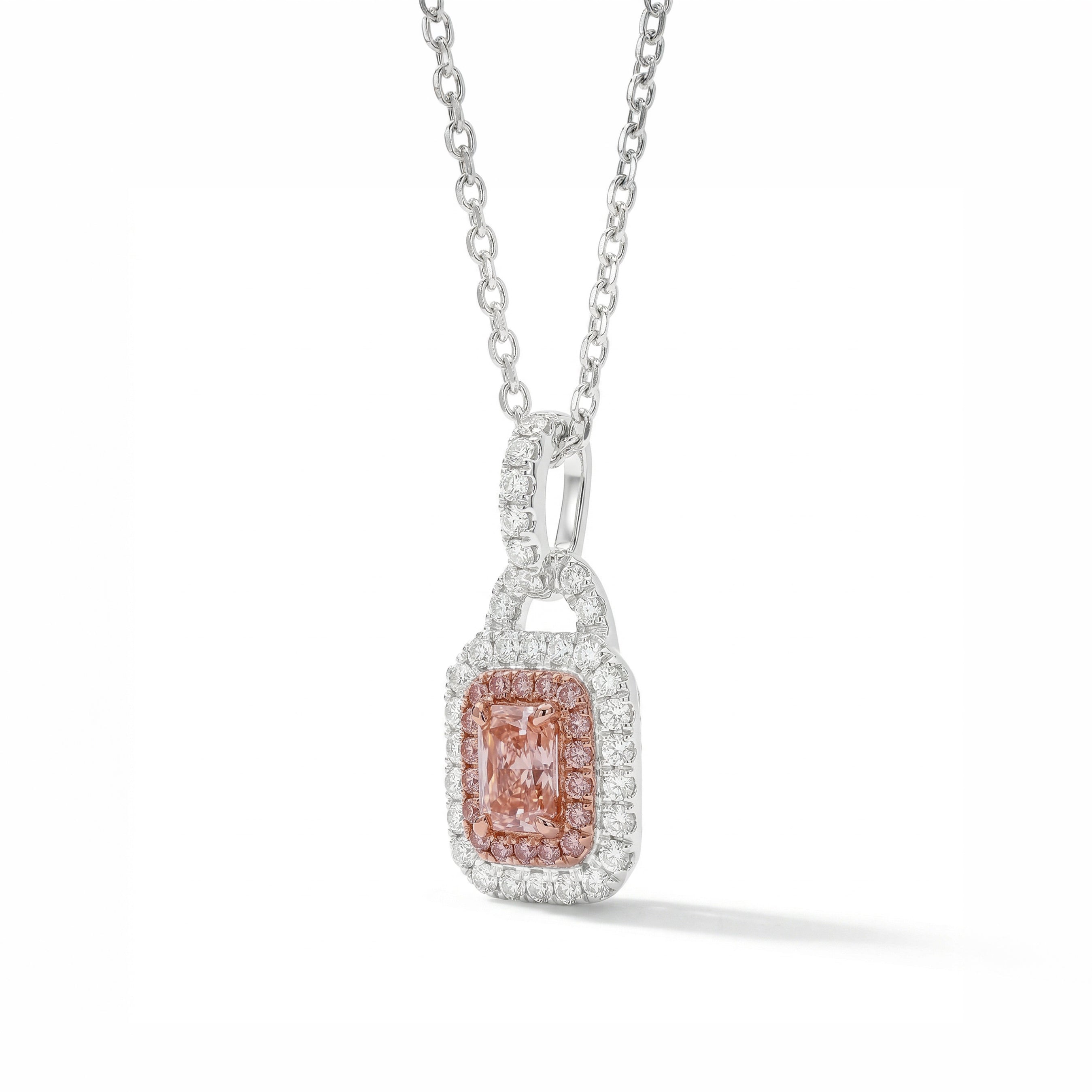 Natural Pink Diamond Halo Pendant | GIA Certified