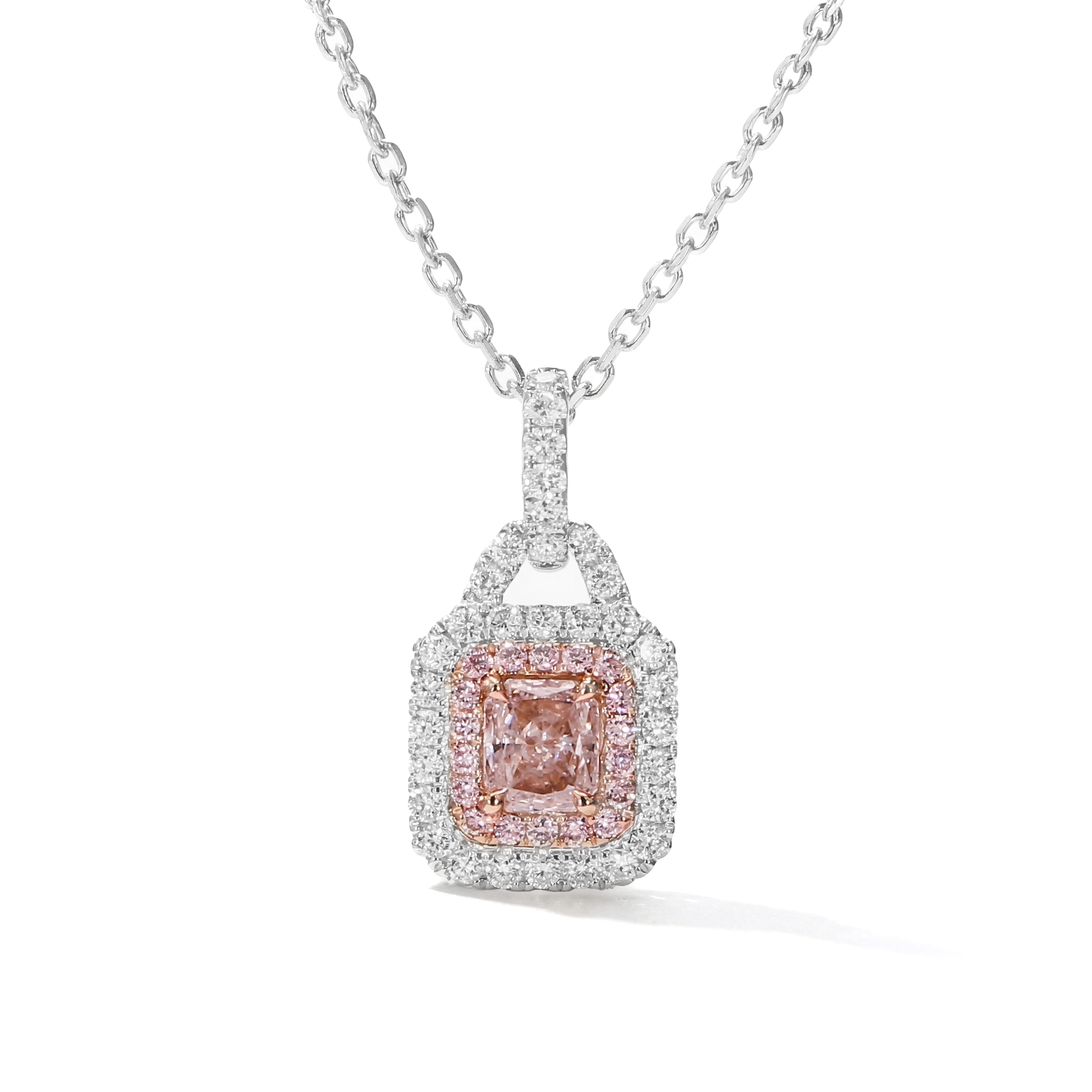 Natural Pink Diamond Halo Pendant | GIA Certified