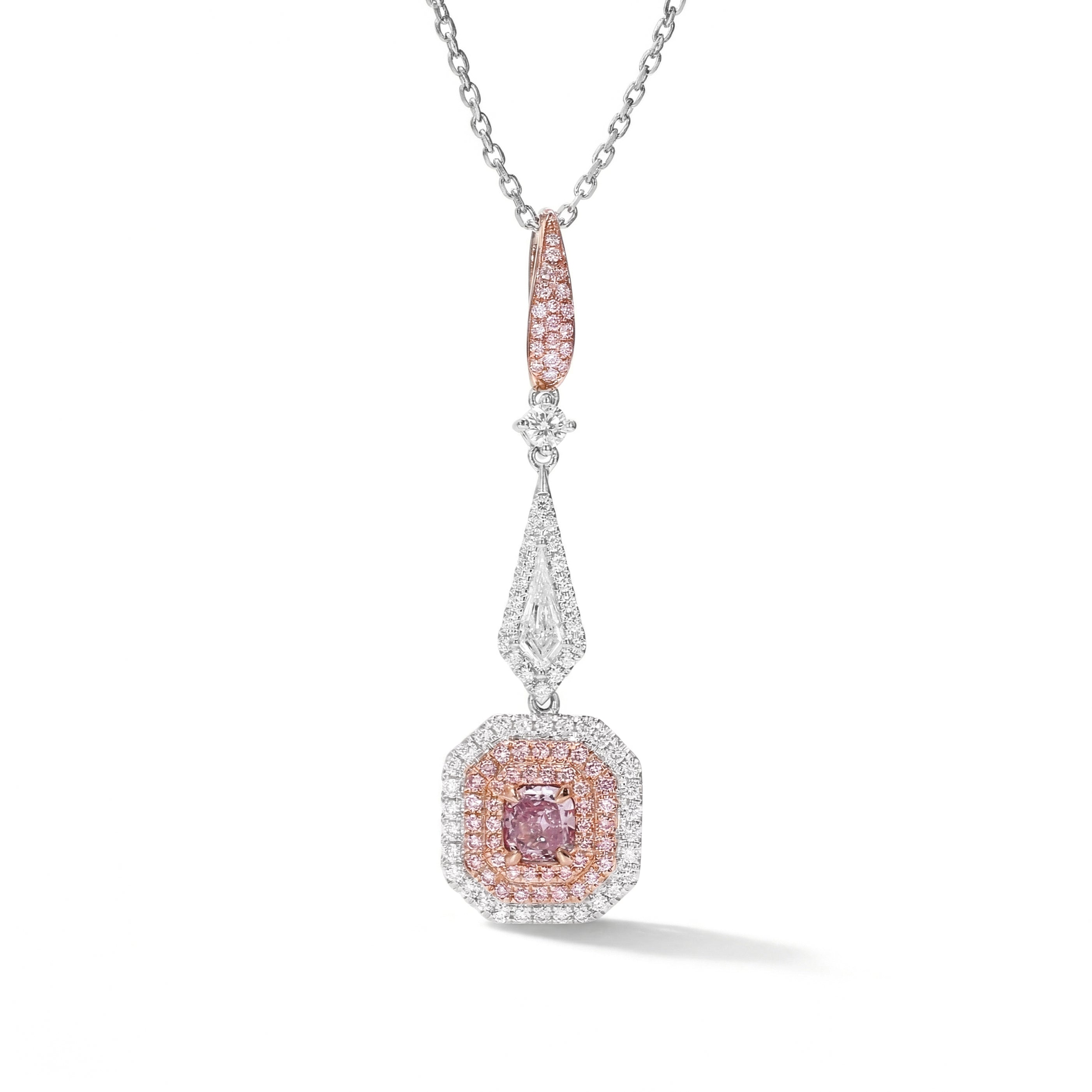 Natural Purple & Pink Diamond Halo Drop Pendant | GIA Certified