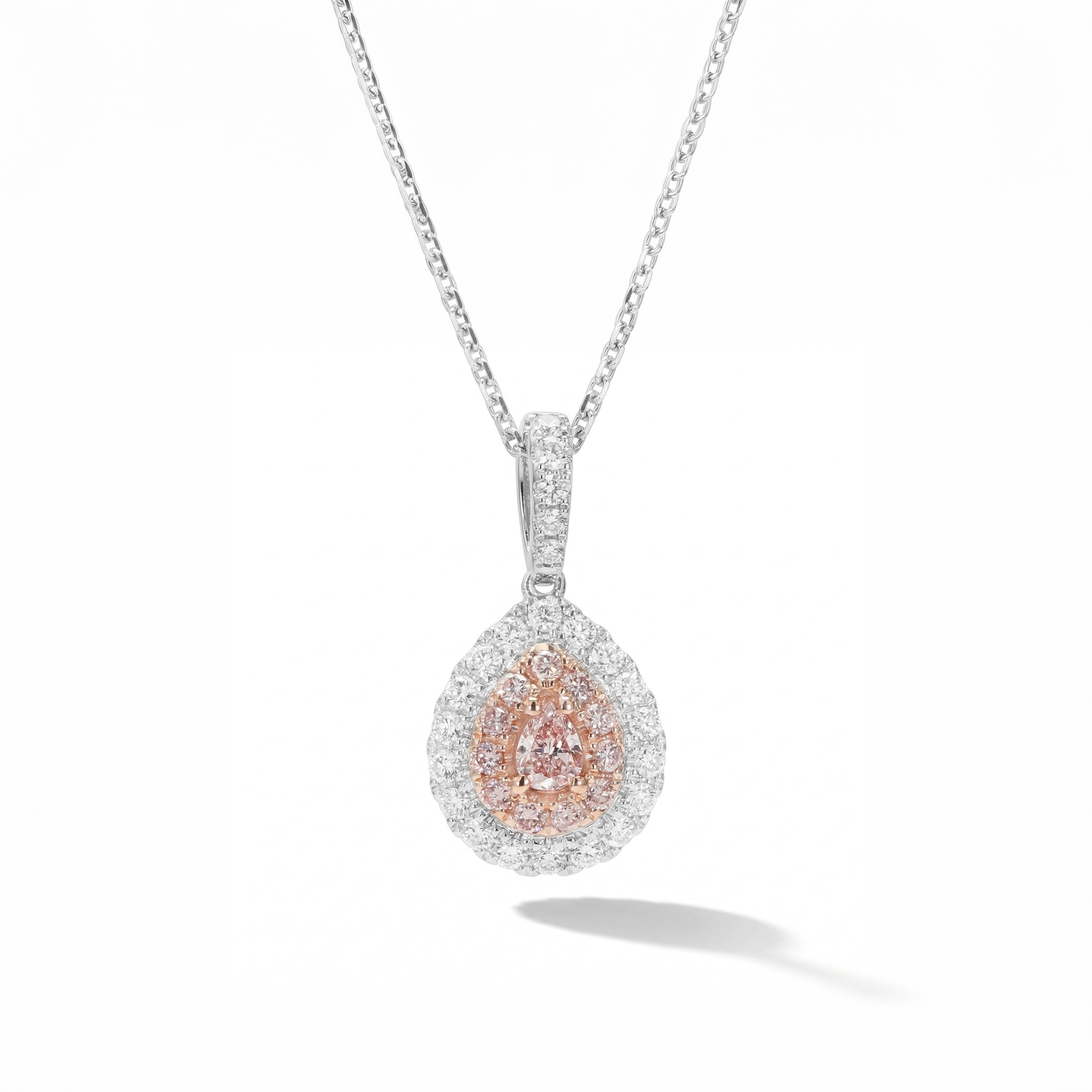 Natural Pink Pear Diamond Halo Pendant | GIA Certified