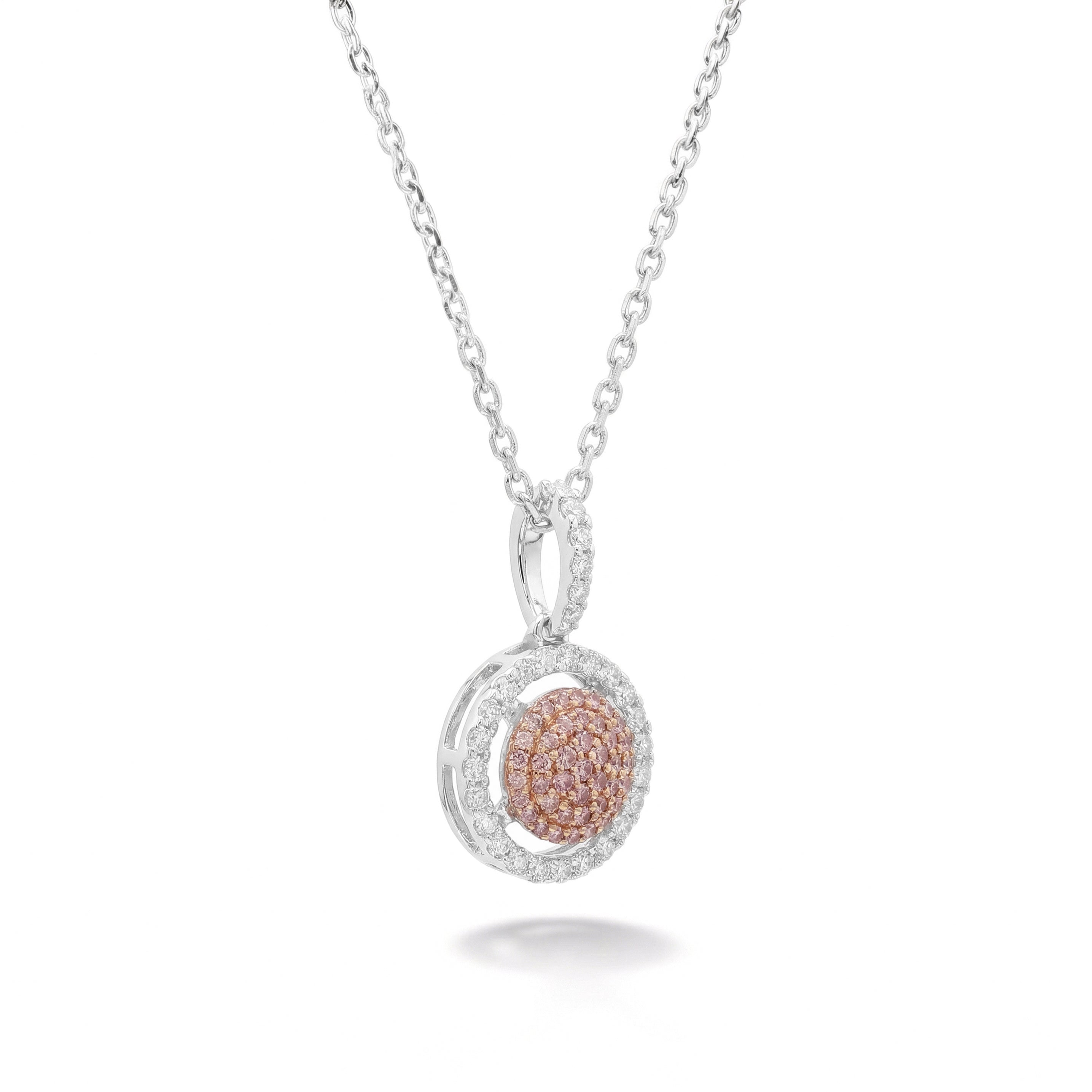 Natural Pink Pavé Diamond Circle Pendant