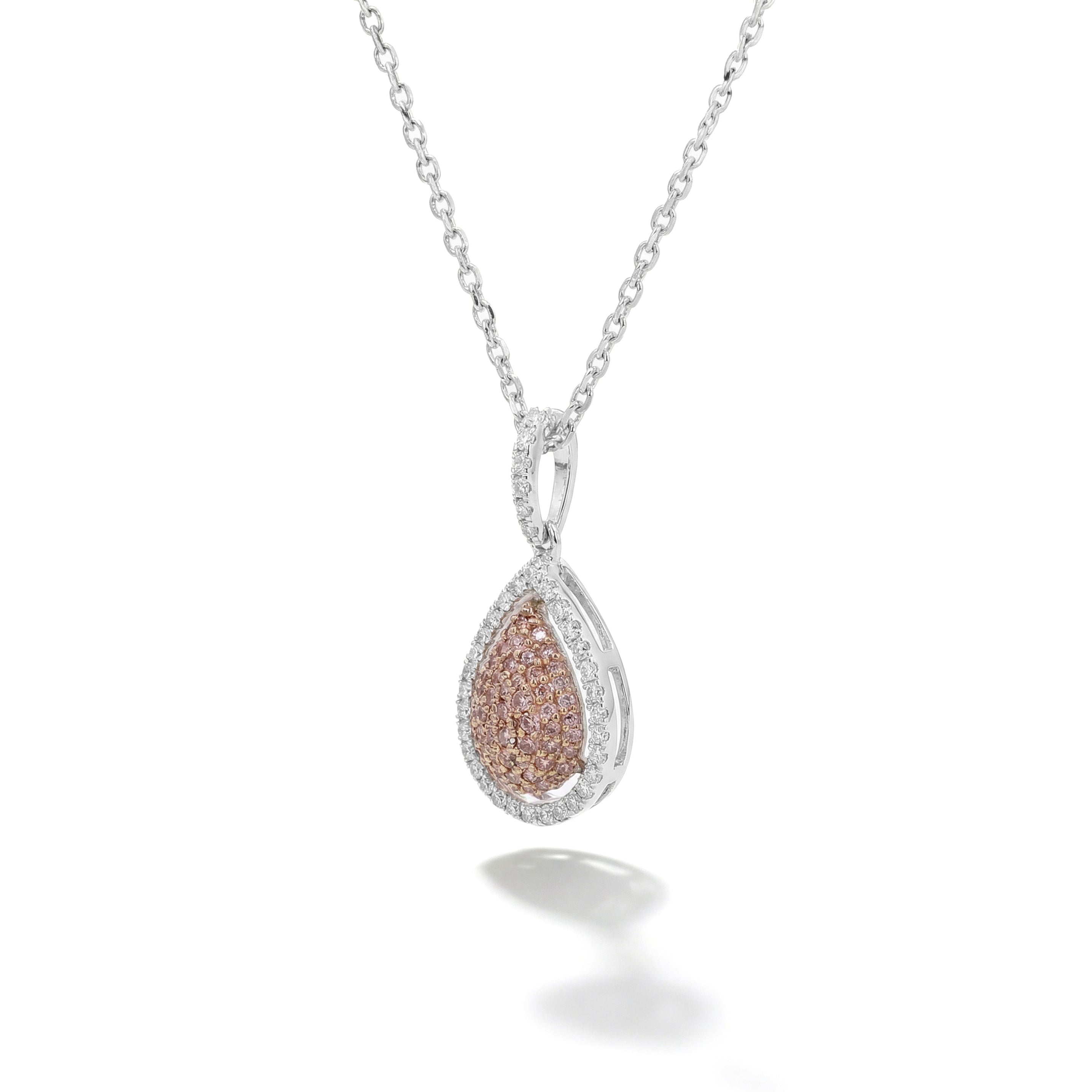 Natural Pink Pavé Diamond Pear Shape Pendant