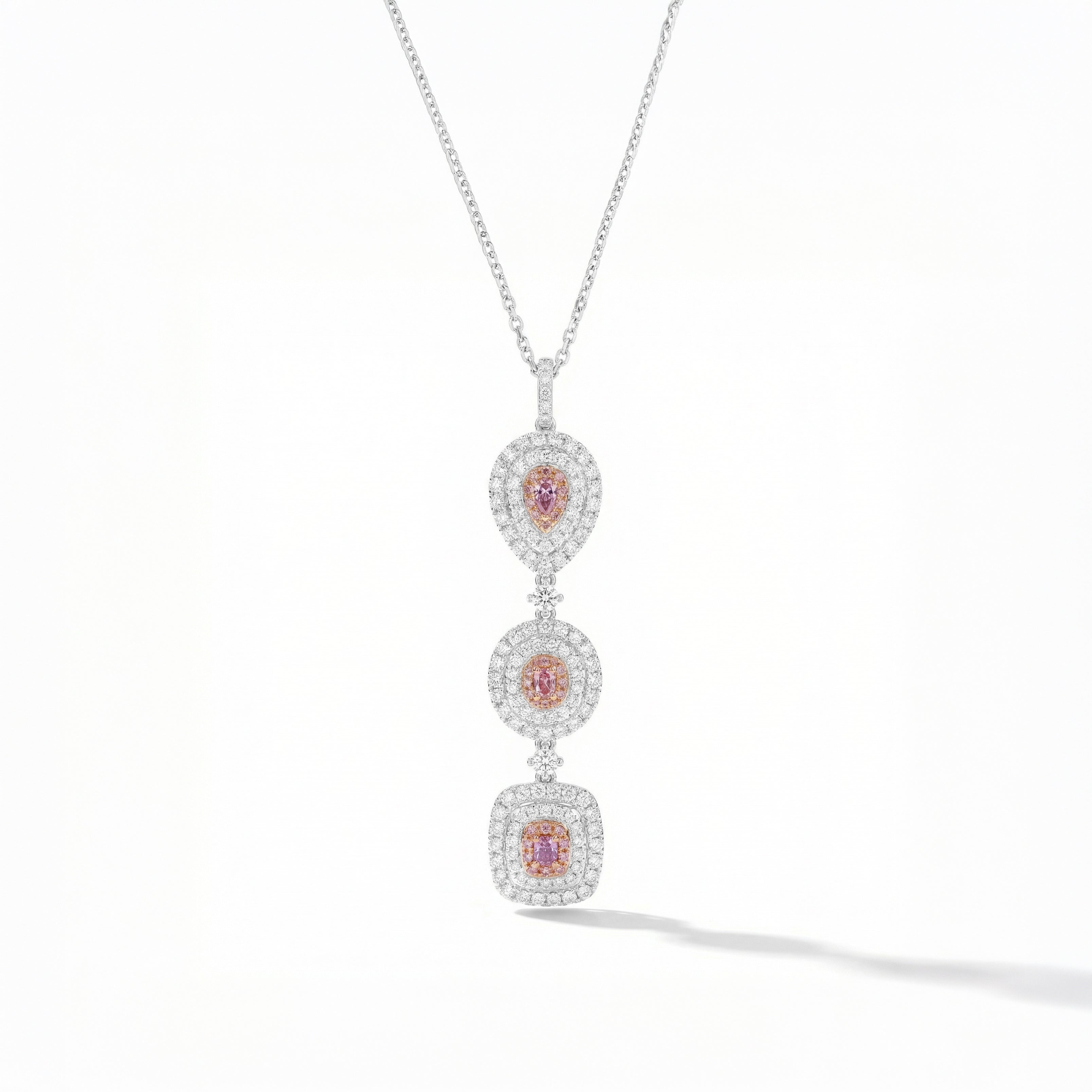 Natural Purple & Pink Diamond Halo Drop Pendant | GIA Certified