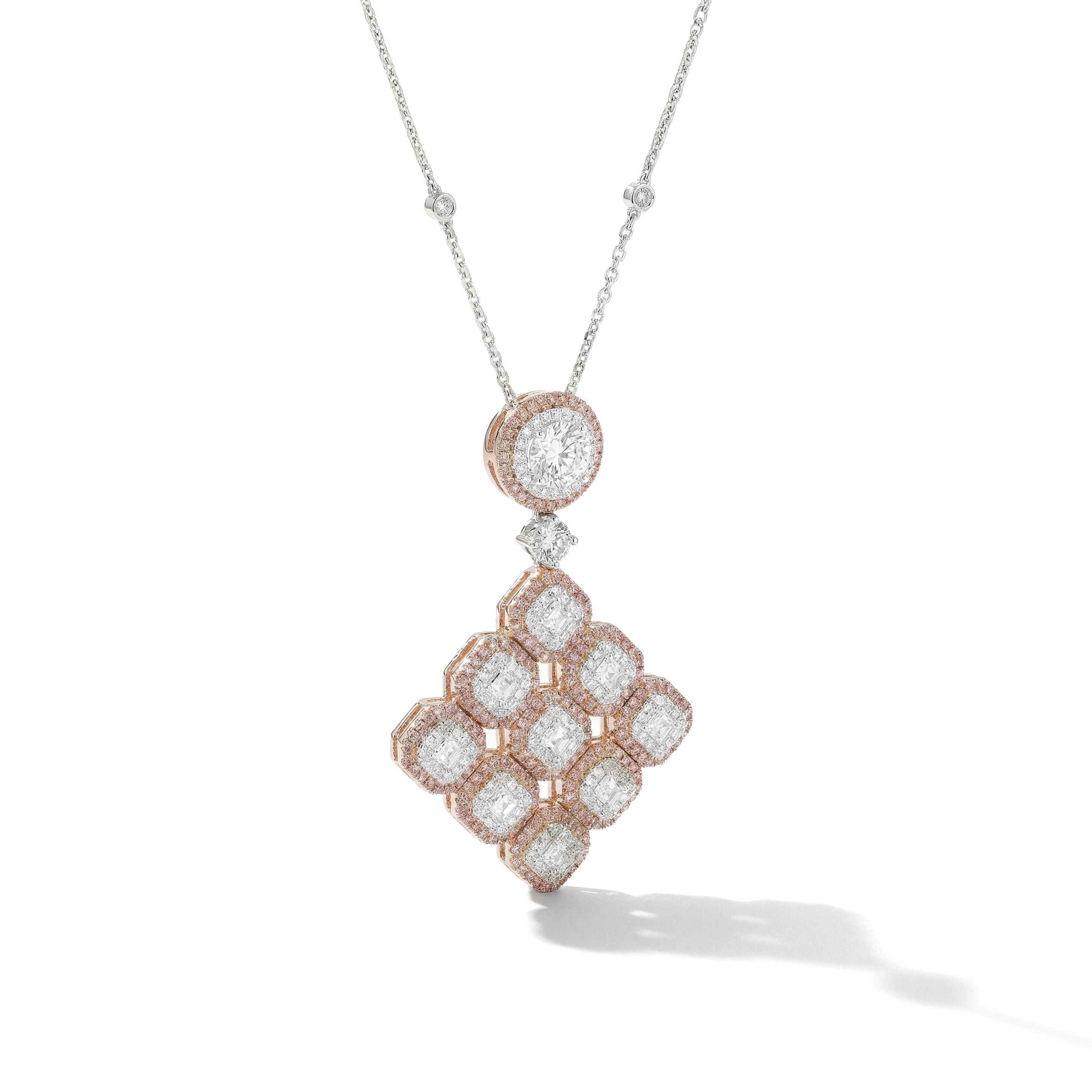Natural Pink & White Diamond Pendant | GIA Certified