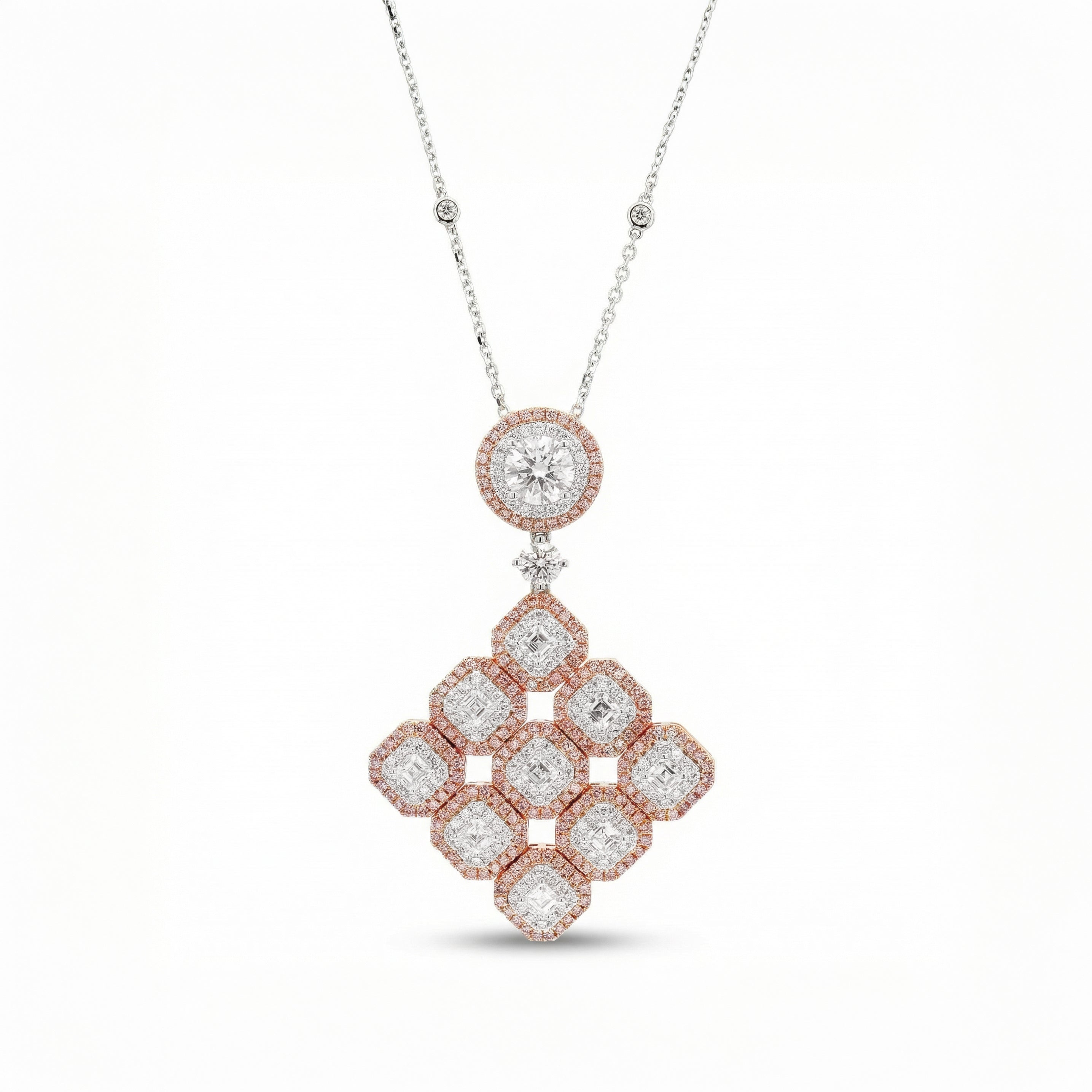 Natural Pink & White Diamond Pendant | GIA Certified