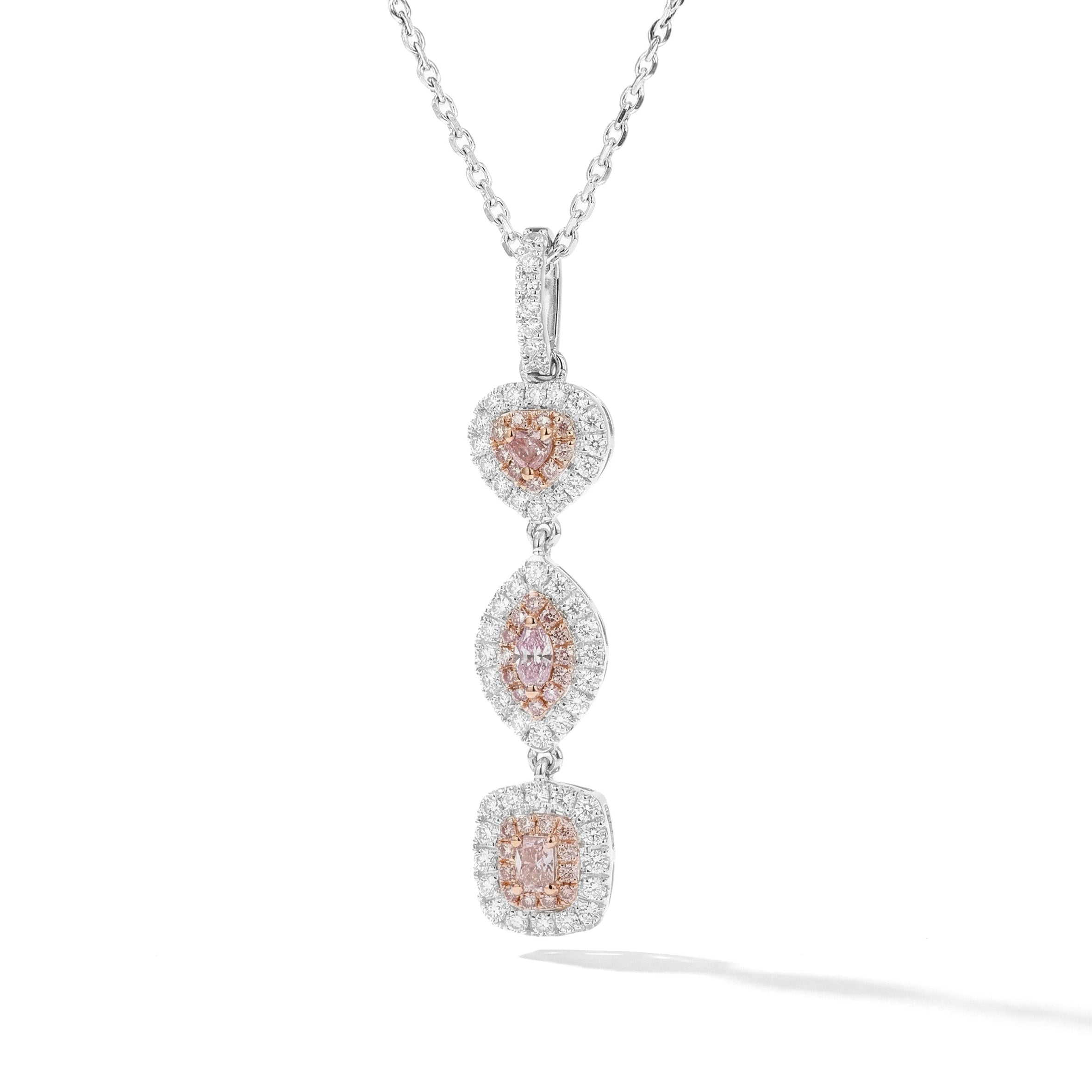 Natural Purple & Pink Multi-shape Diamond Drop Pendant | GIA Certified