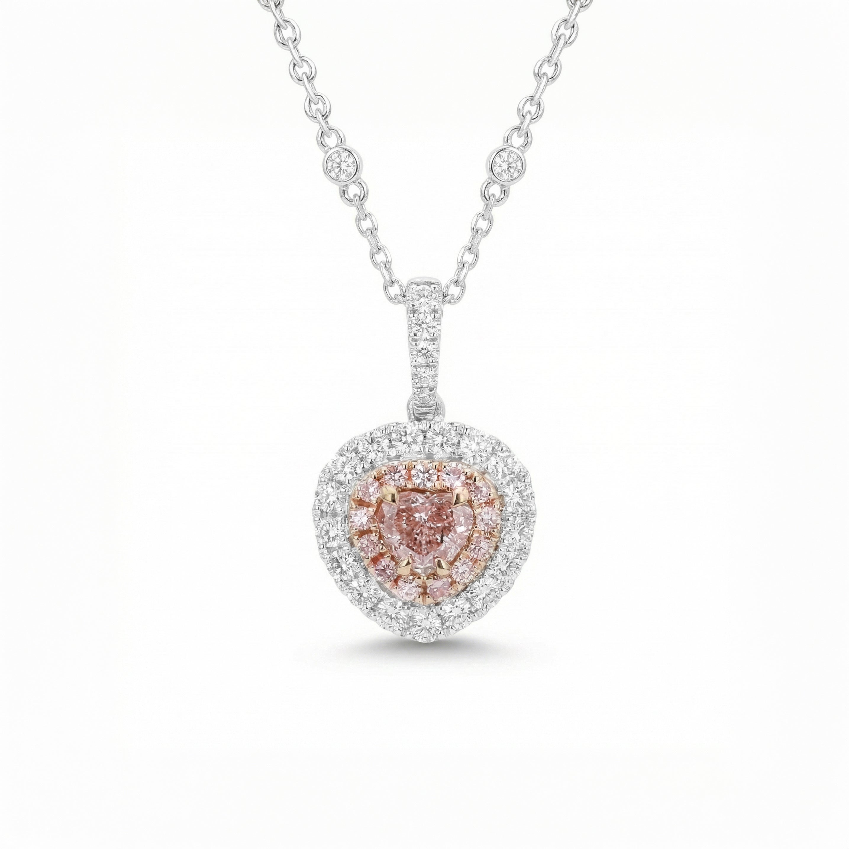 Natural Pink Heart Diamond Halo Pendant | GIA Certified