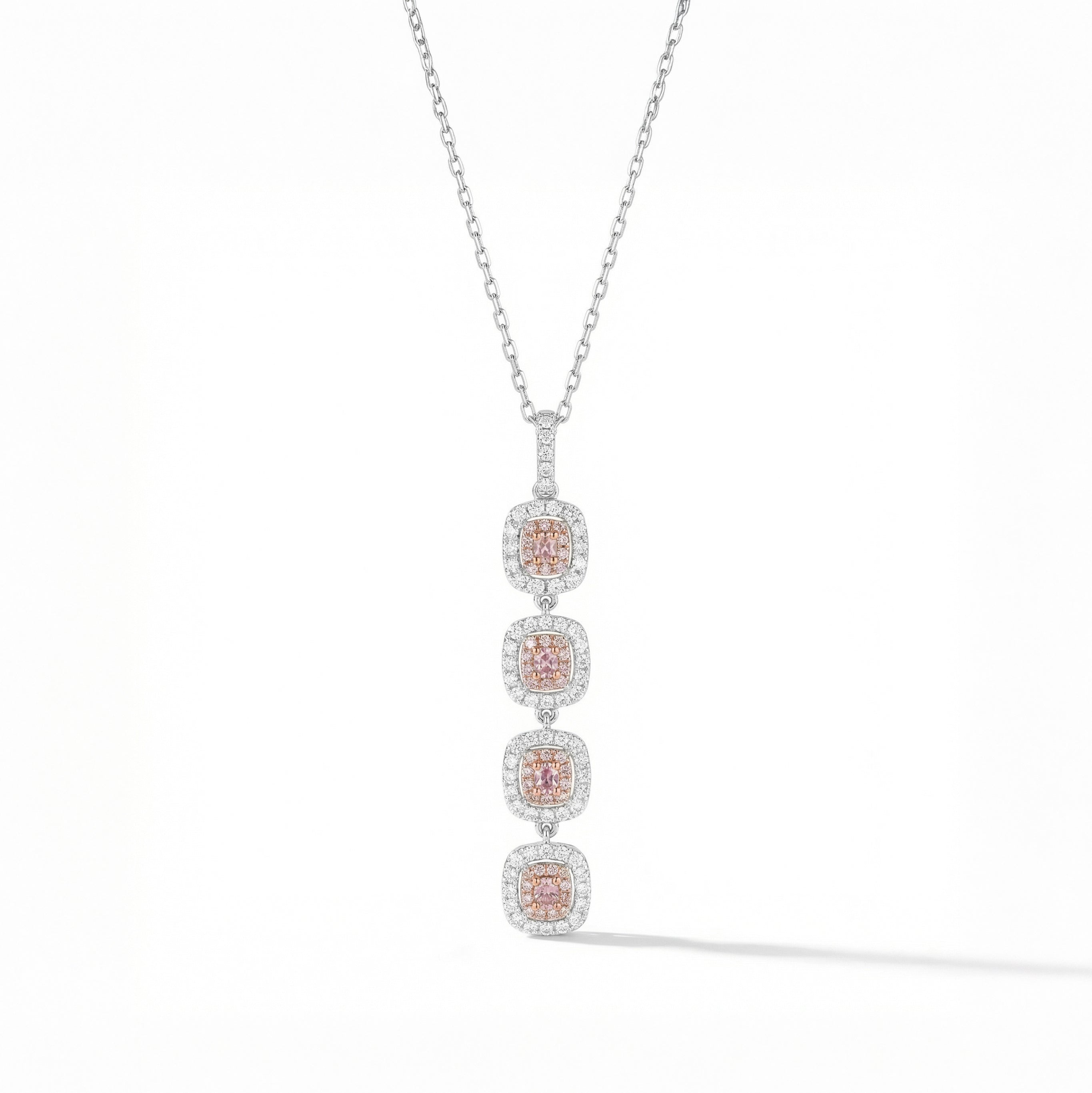 Natural Pink Diamond Halo Drop Pendant | GIA Certified