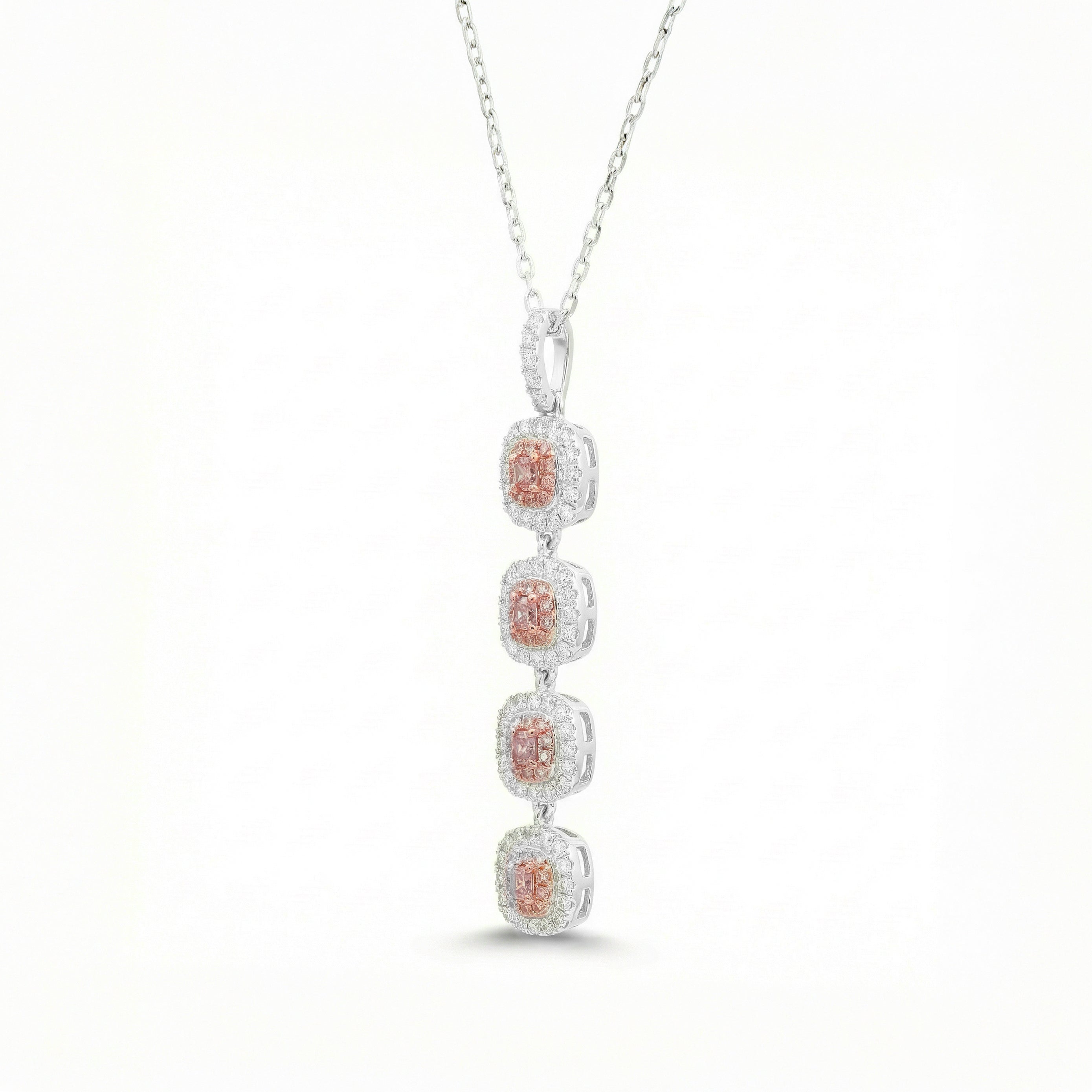 Natural Pink Diamond Halo Drop Pendant | GIA Certified