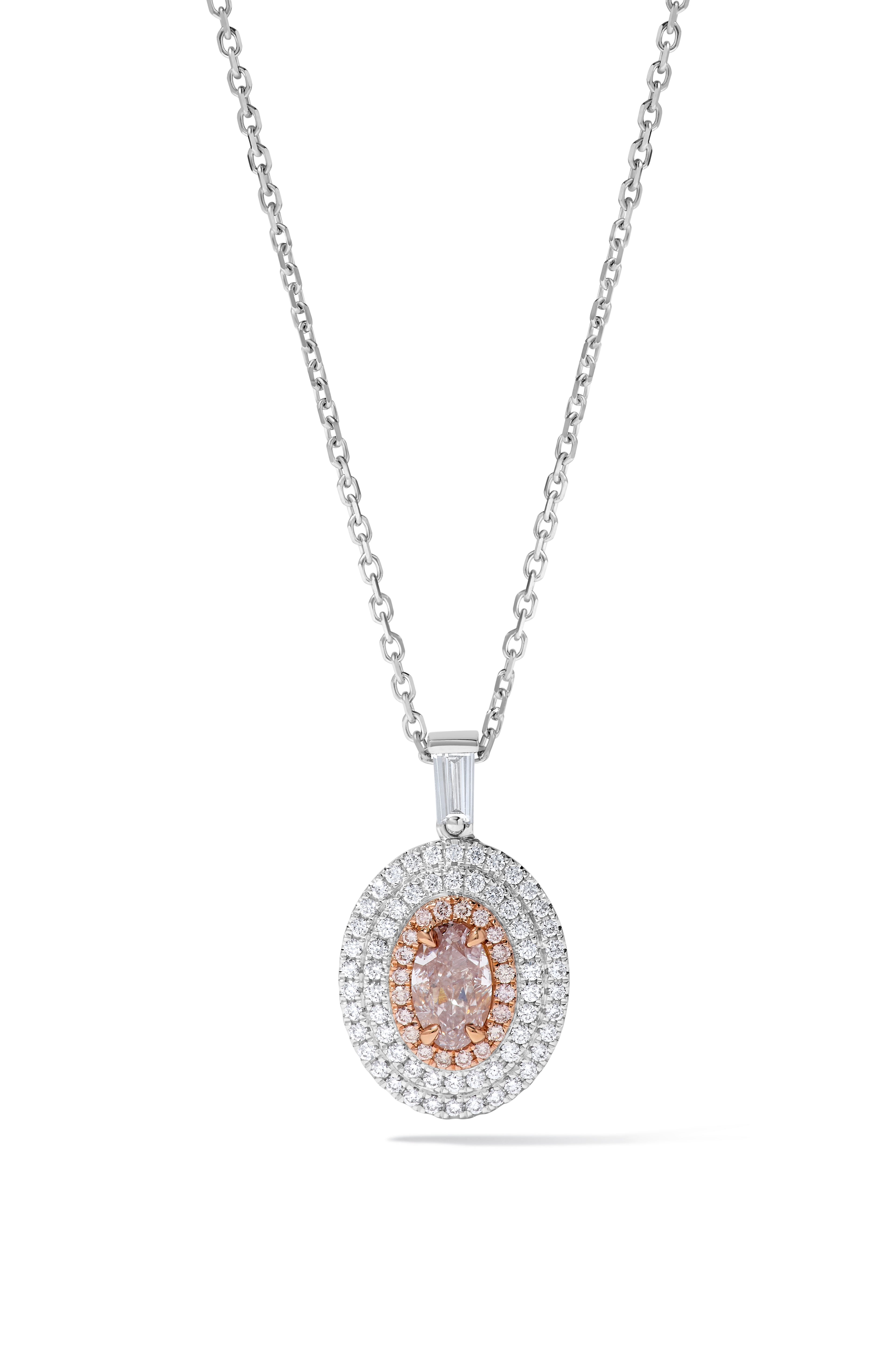 Natural Pink Oval Diamond Pendant GIA Certified product image 1