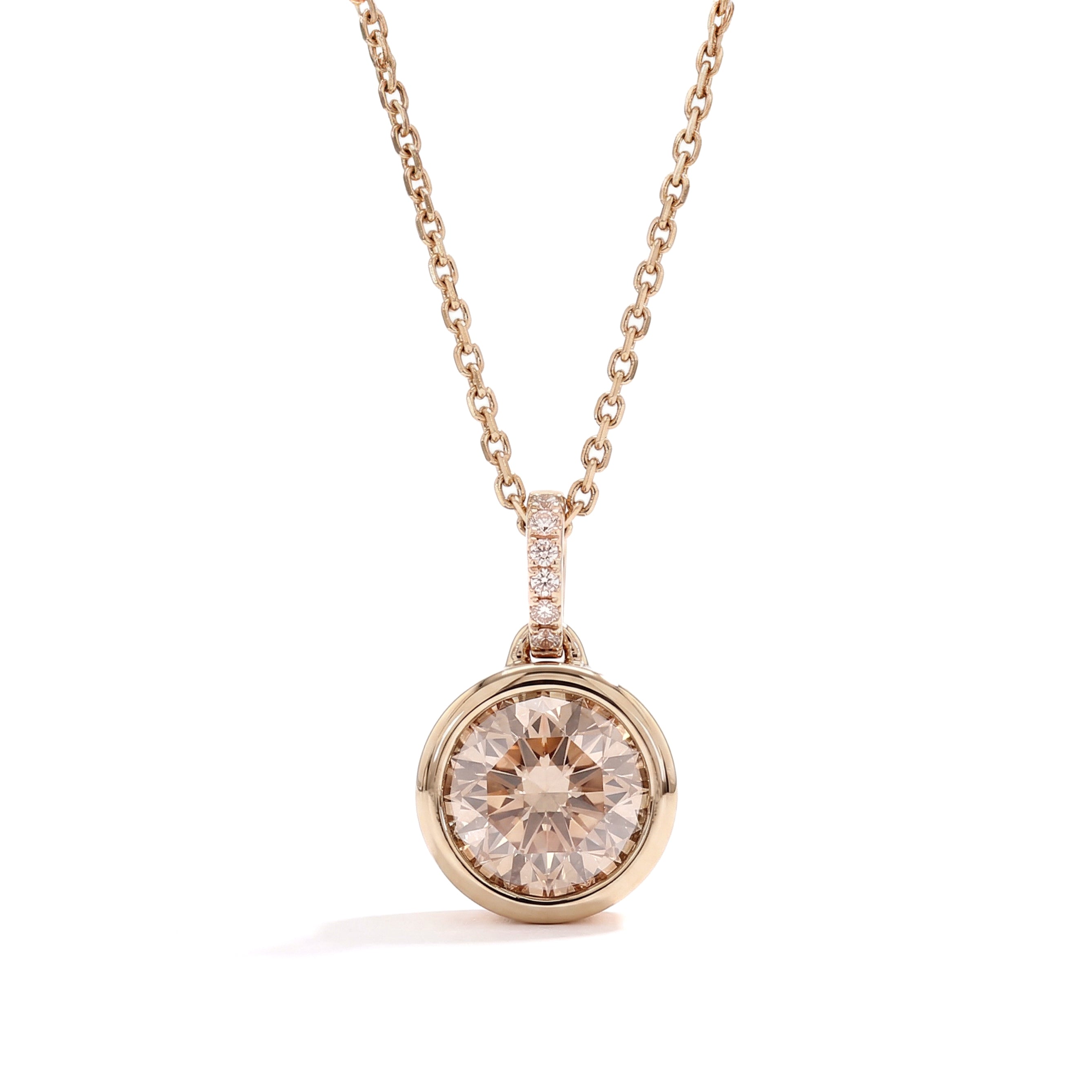 Natural Pink Round Diamond Bezel Pendant | GIA Certified
