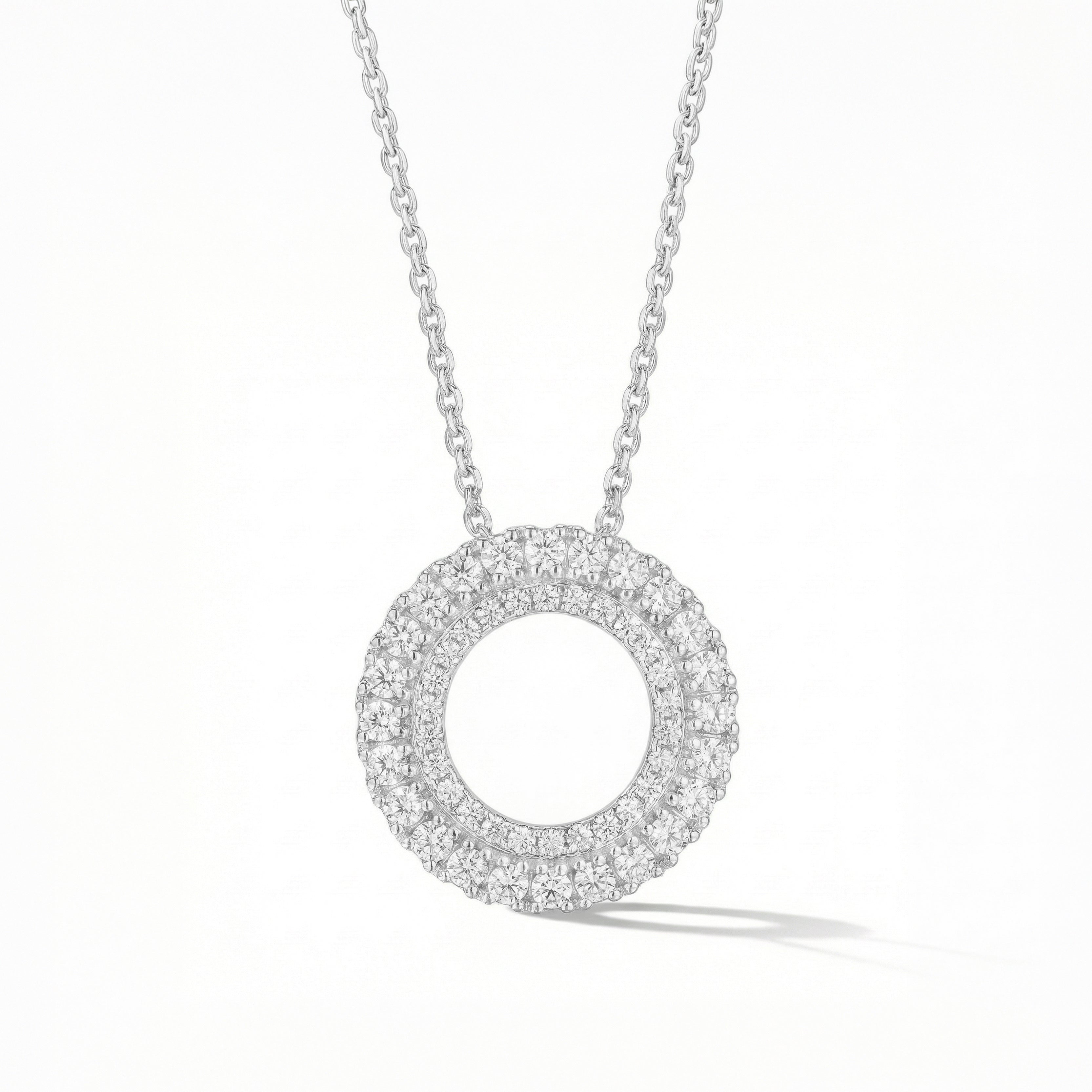 Natural Diamond Double Circle Pendant