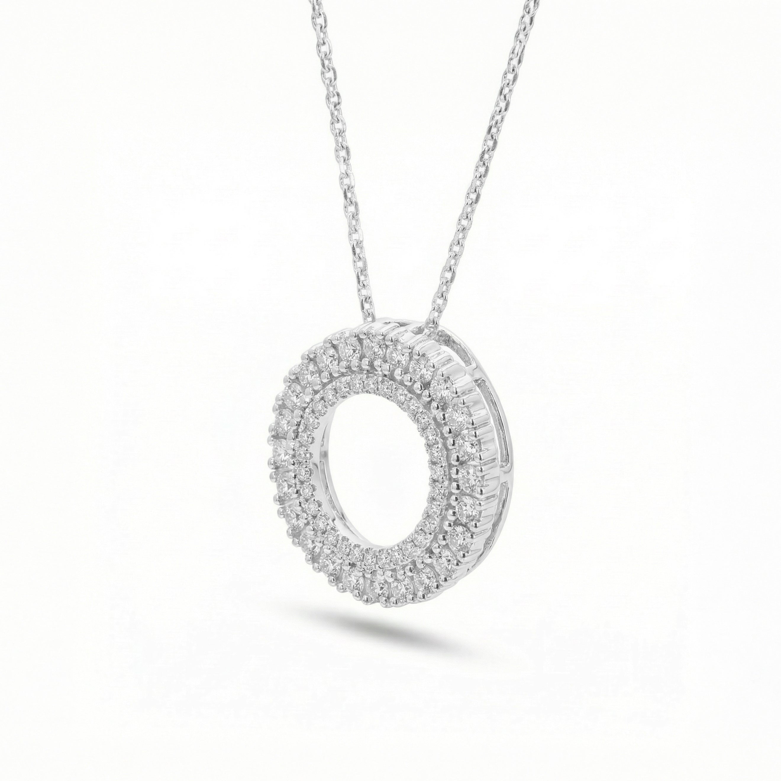 Natural Diamond Double Circle Pendant