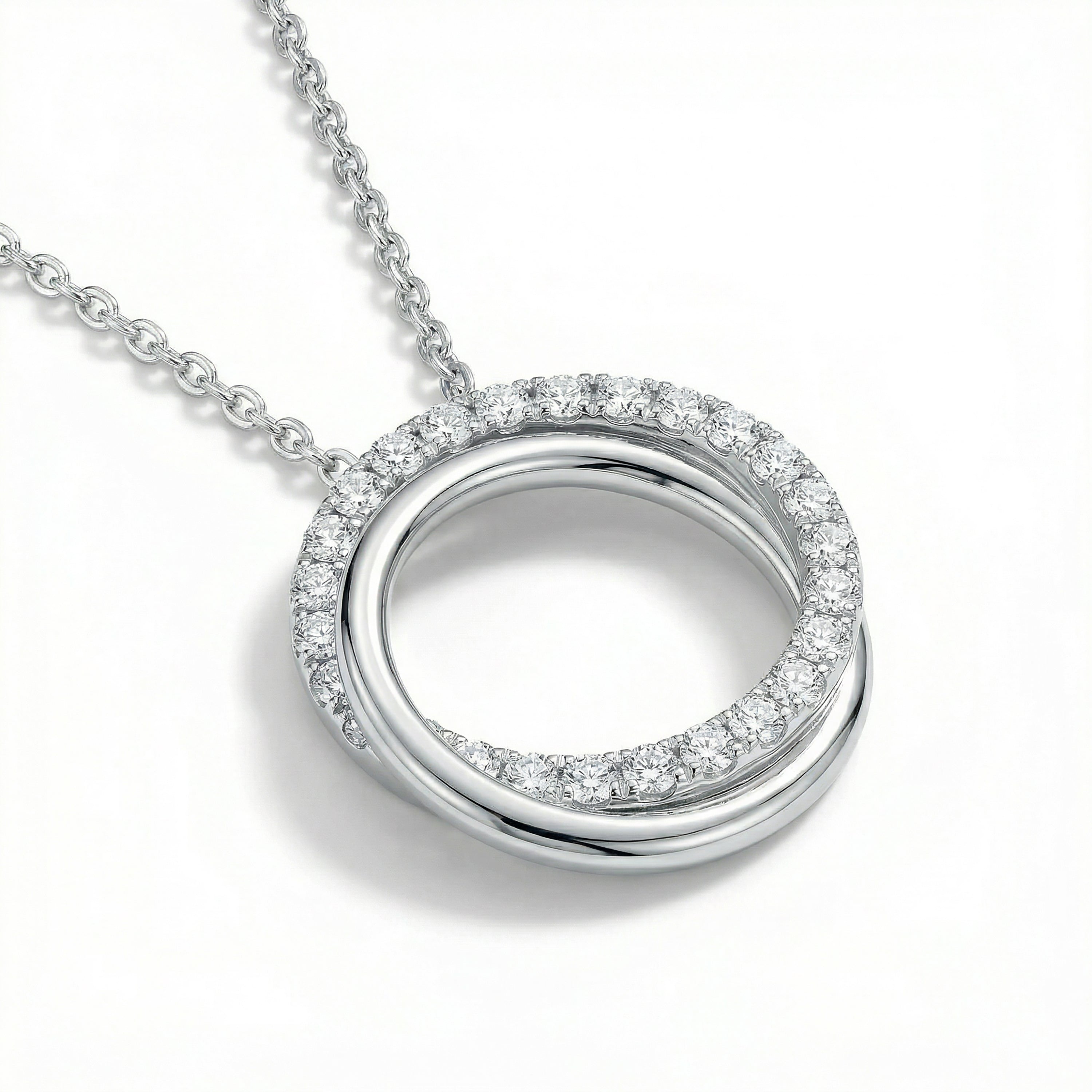 Natural Diamond Interlocking Circle Pendant