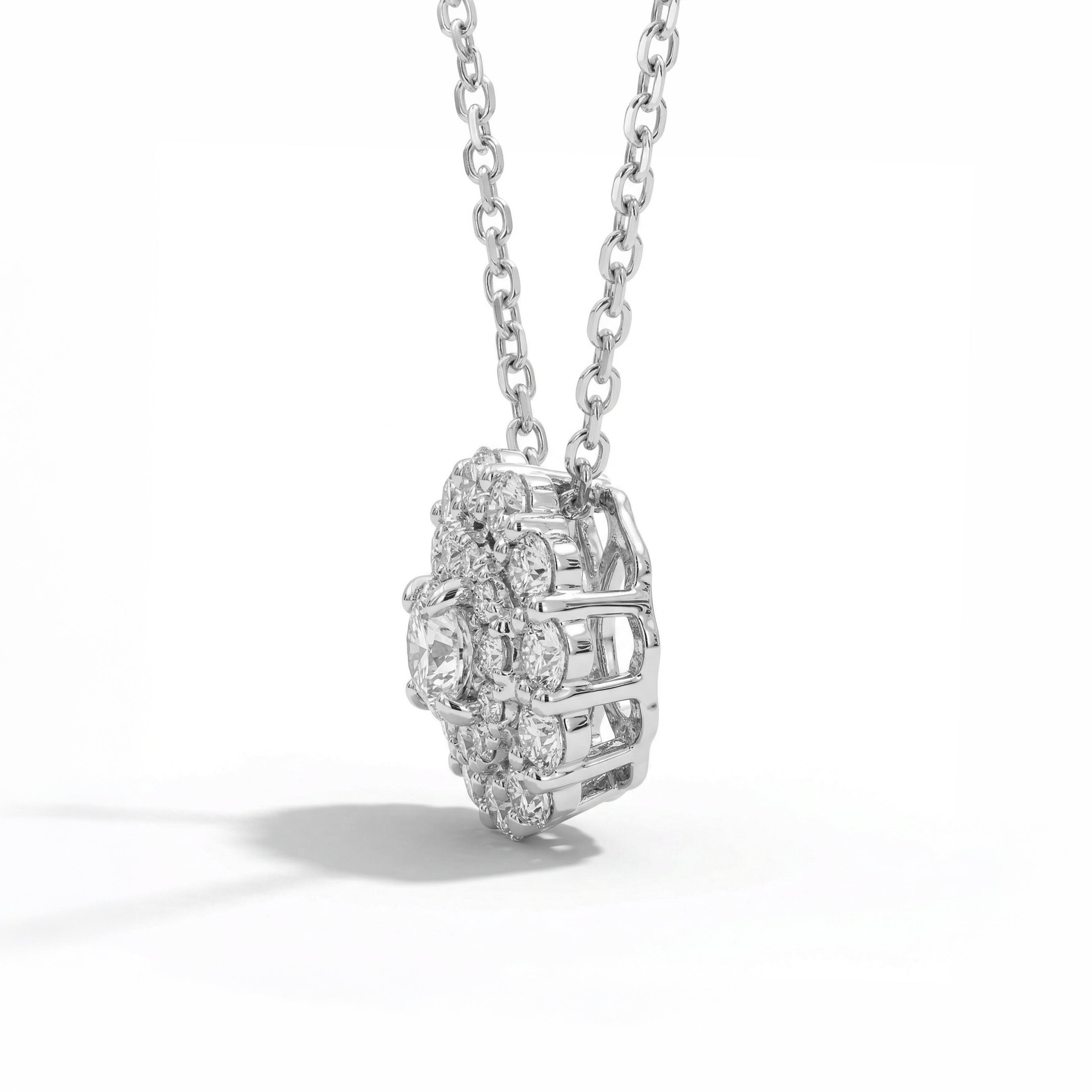 Natural Round Diamond Double Halo Pendant