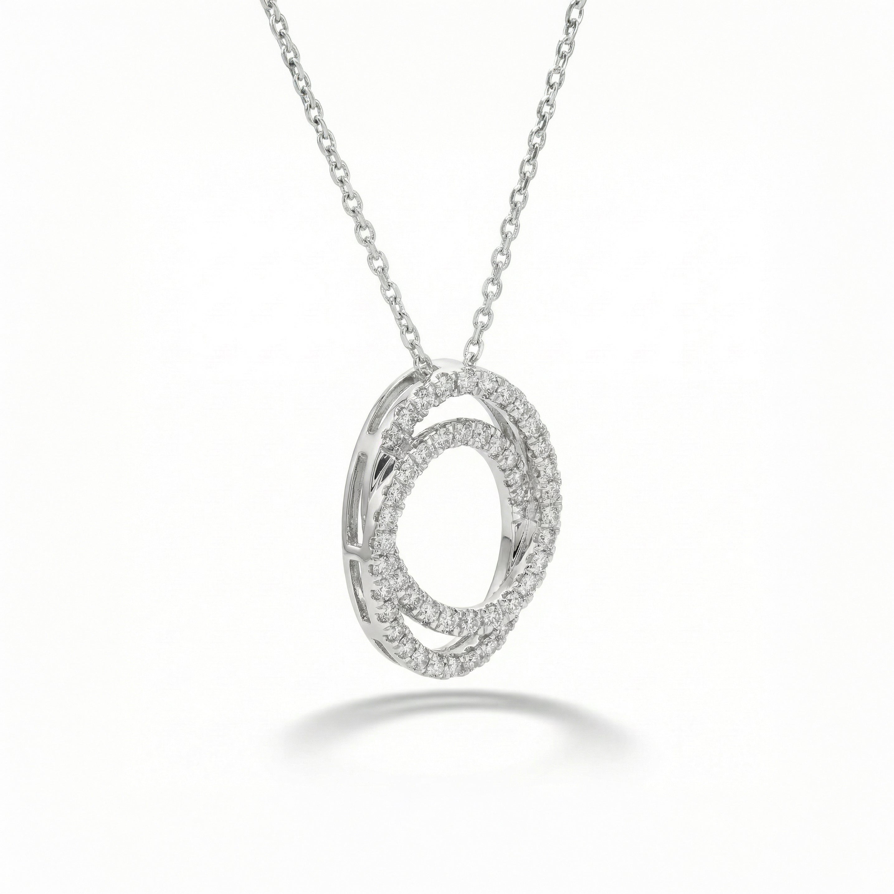 Natural Diamond Interlocking Oval Pendant