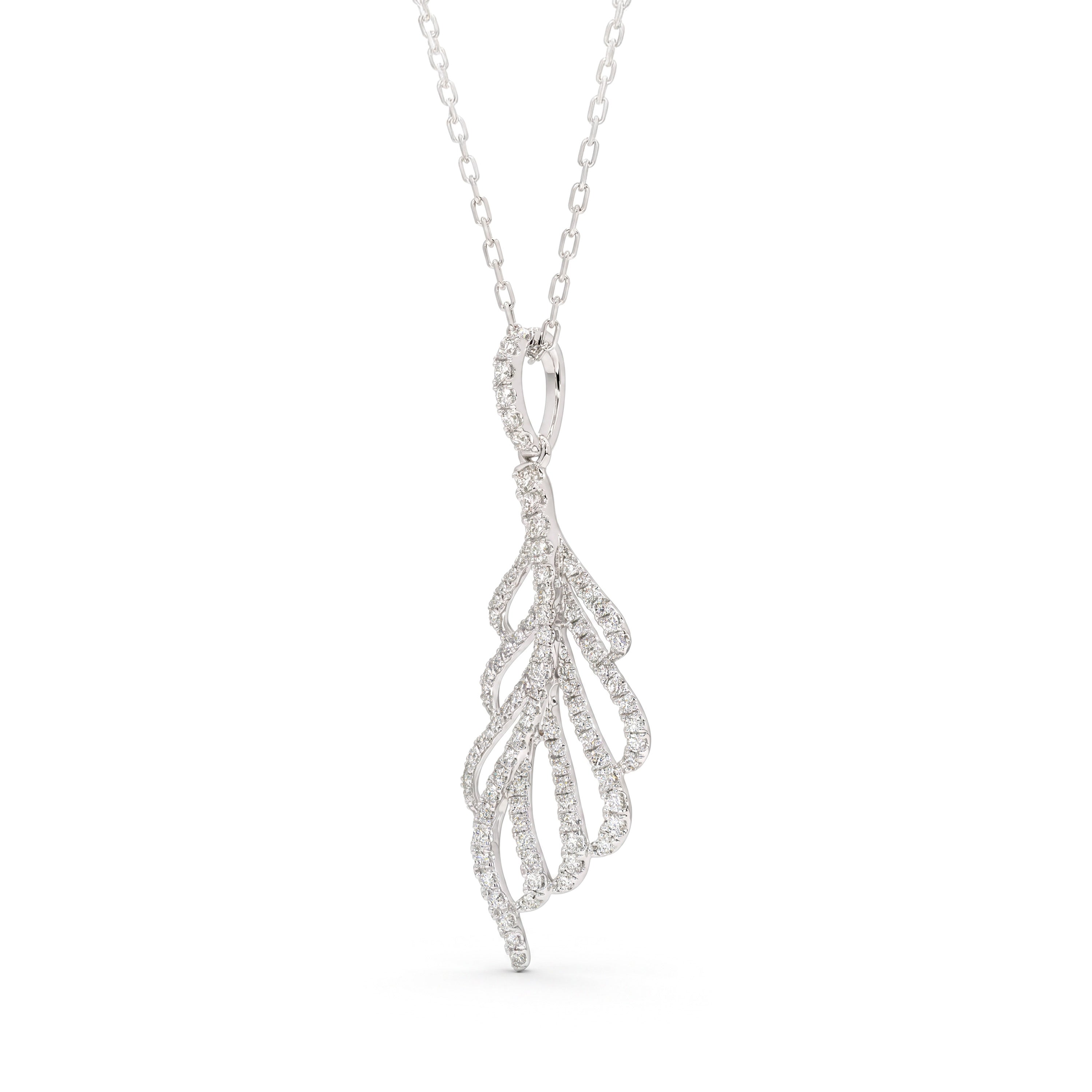 Natural Pavé Diamond Feather Pendant