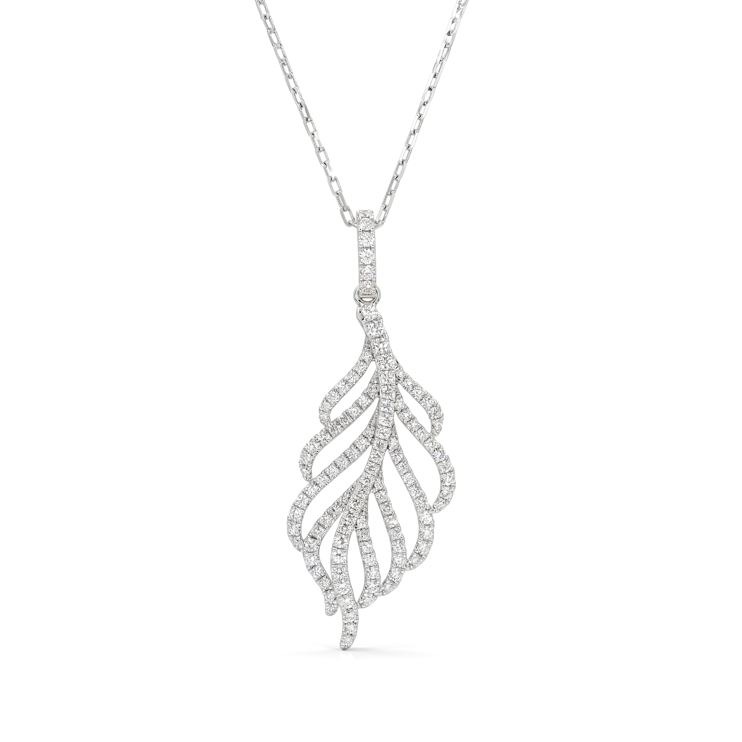 Natural Pavé Diamond Feather Pendant